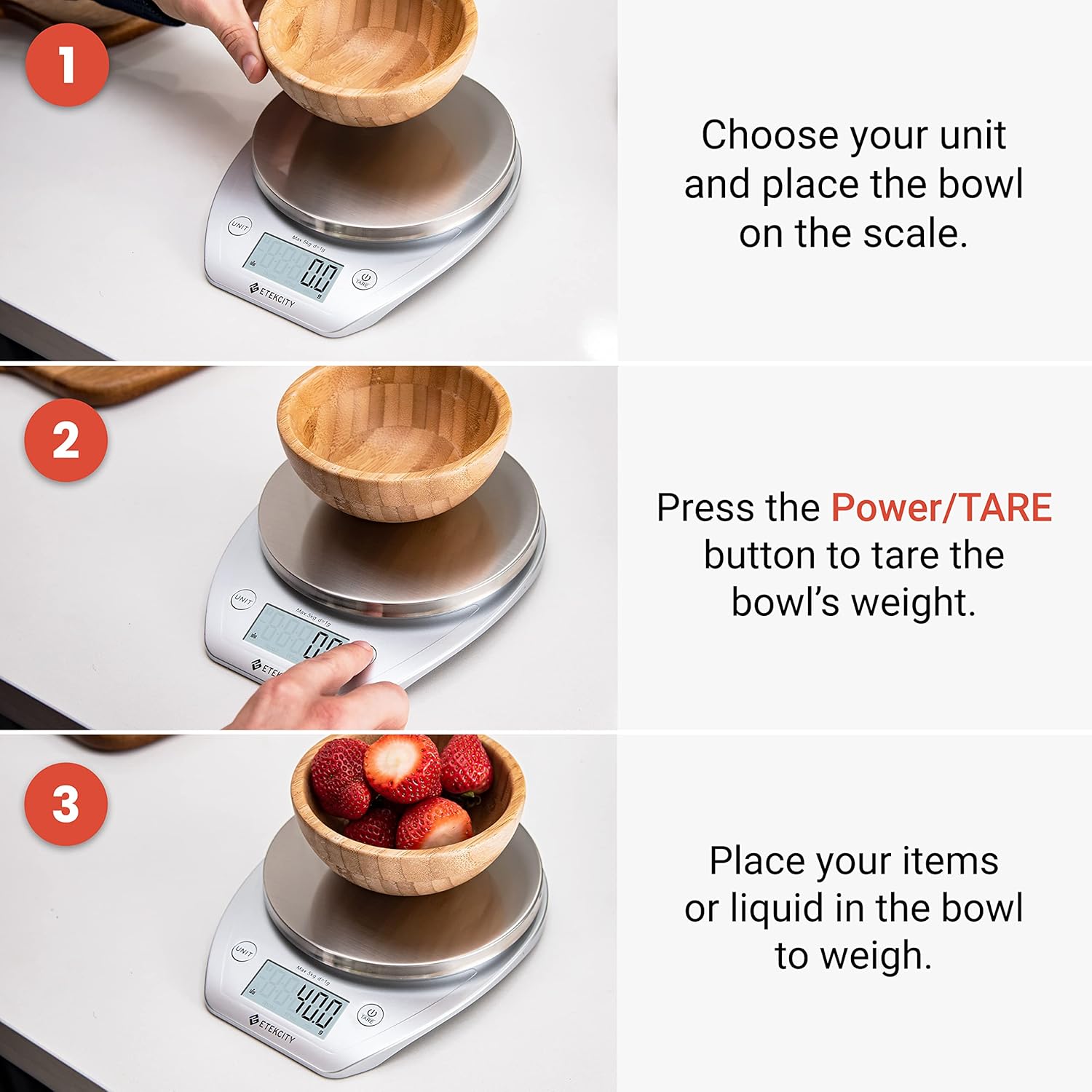 Etekcity 0.1g Food Kitchen Scale, Bowl, Digital Grams and Ounces for W