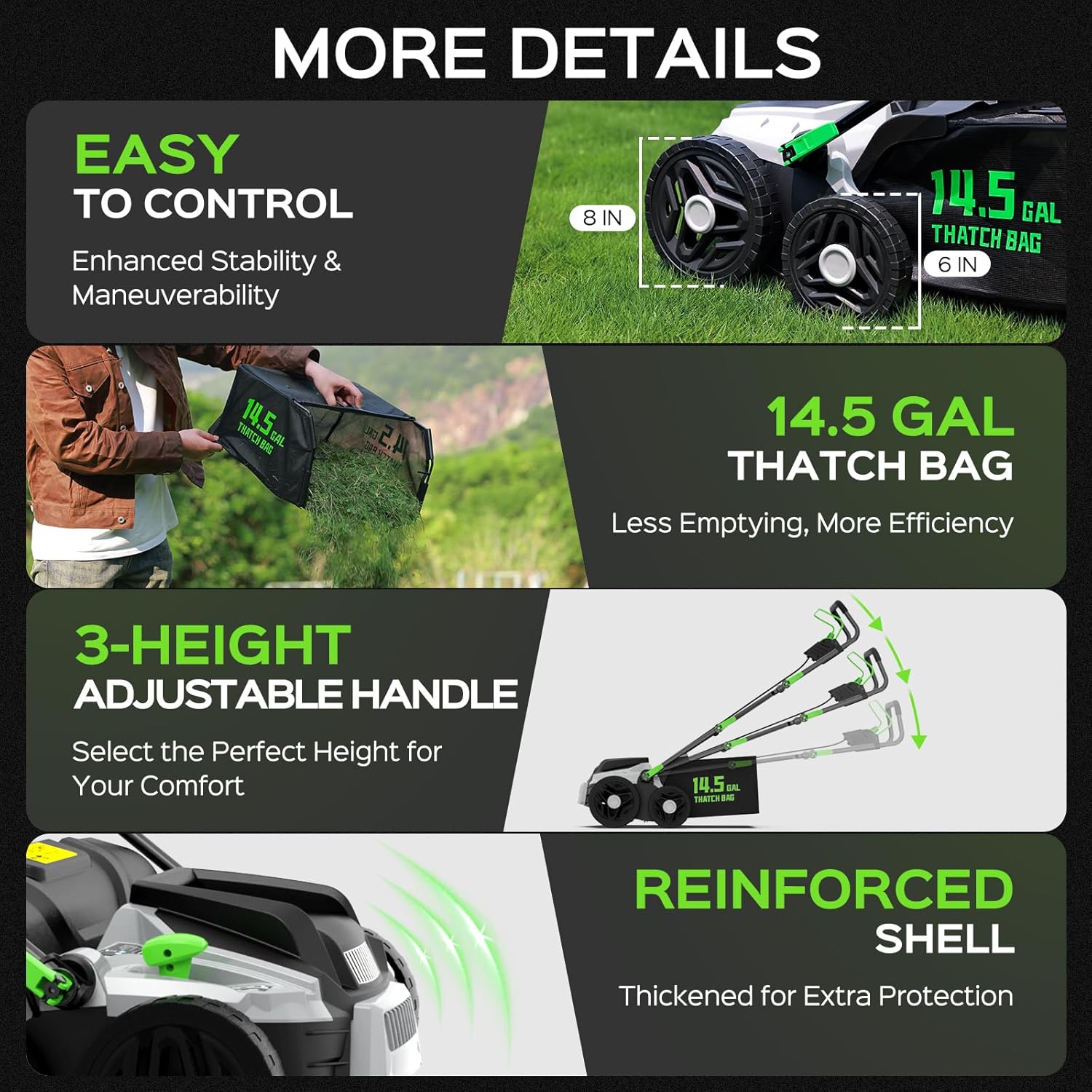2026 Upgrade 16-Inch 15.5 Amp 2-in-1 Electric Dethatcher and Scarifier