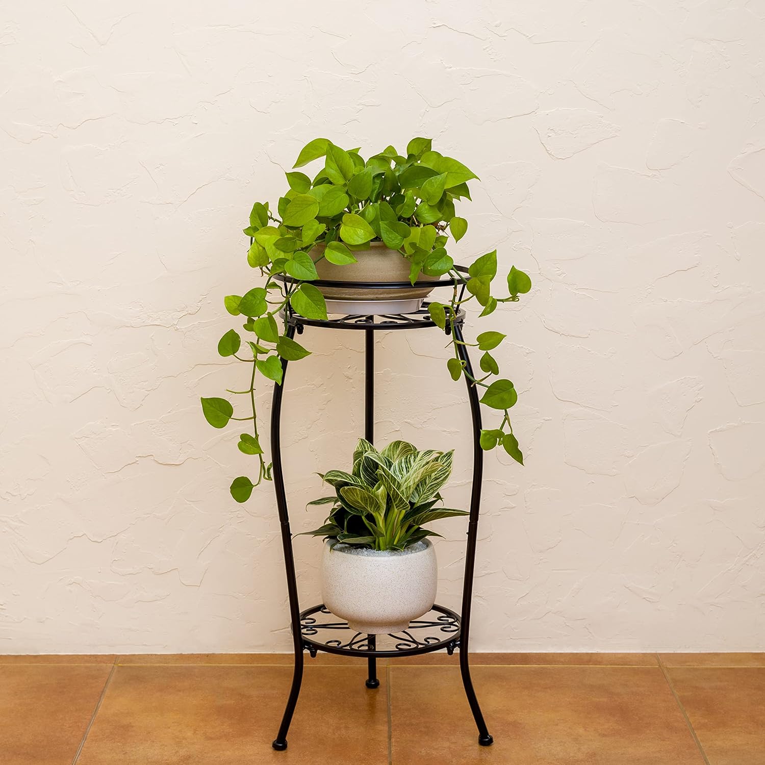 FaithLand 2 Pack Metal Plant Stands, Tall Planter Holder Indoor Outdoo