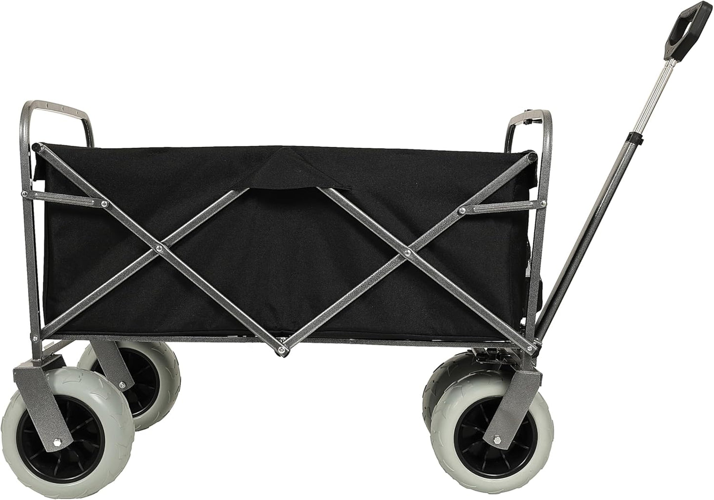 Heavy-Duty 500lb Beach Wagon & 225lb Foldable Utility Cart – All-Terrain Pneumatic Tires, Sturdy Steel Frame, Collapsible for Camping, Gardening, Beach Use (Black & Orange)