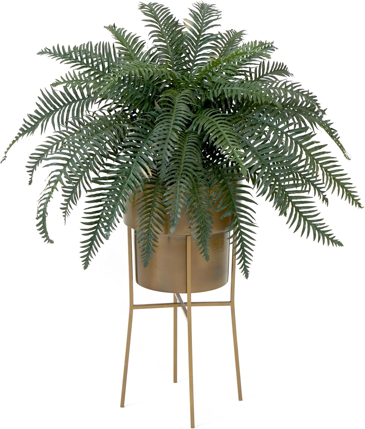 Nearly Natural 34in. Artificial River Fern Plant in Metal Planter with Stand DIY KIT
