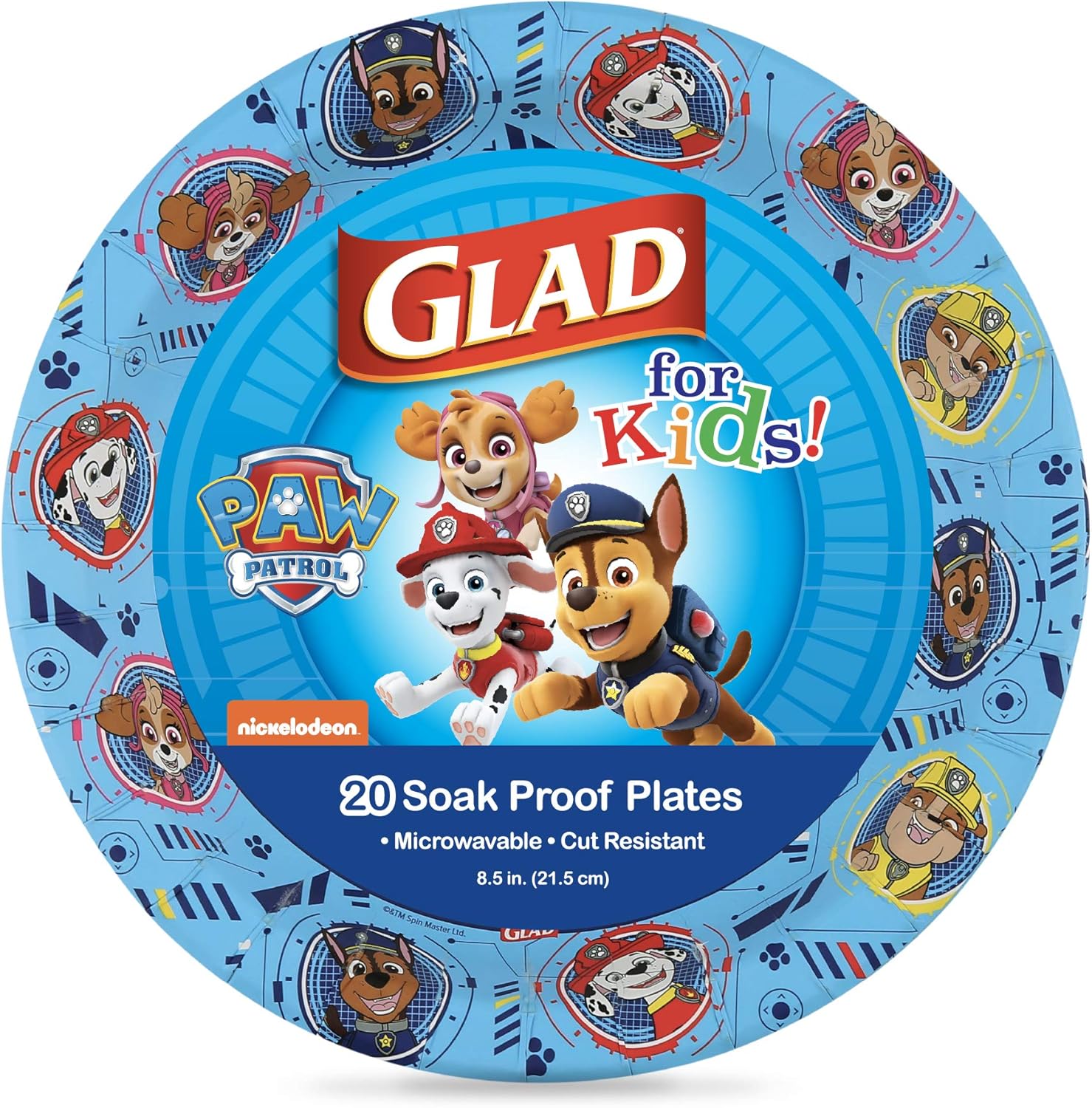 Glad for Kids Paw Patrol Disposable Paper Plates, Heavy Duty Soak Proo