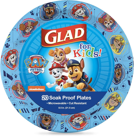 Glad for Kids Paw Patrol Disposable Paper Plates, Heavy Duty Soak Proo