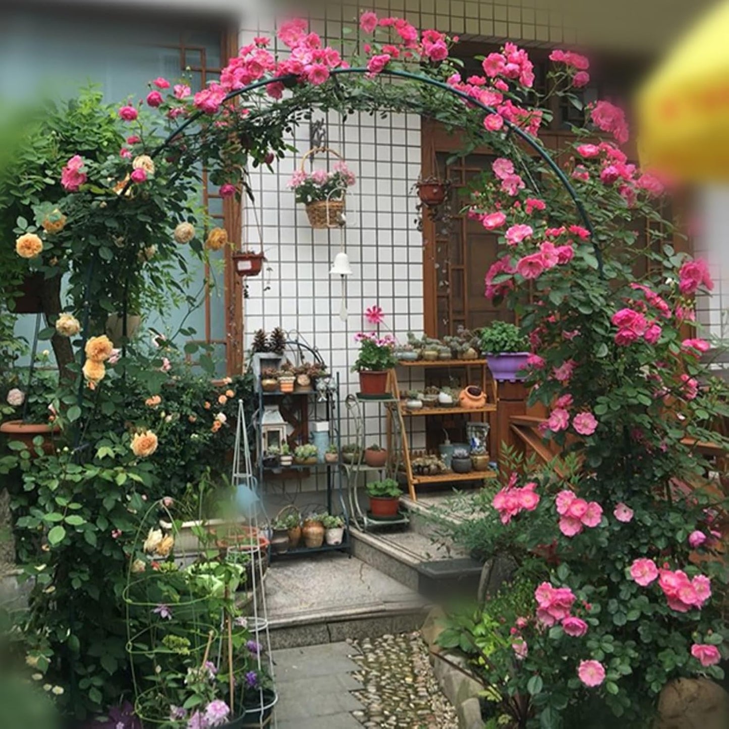 Metal Garden Archway - Outdoor Trellis for Climbing Plants, Floral Vines & Wedding Decor, Black Garden Arch (300x220x25cm) - Perfect for Roses & Garden Events