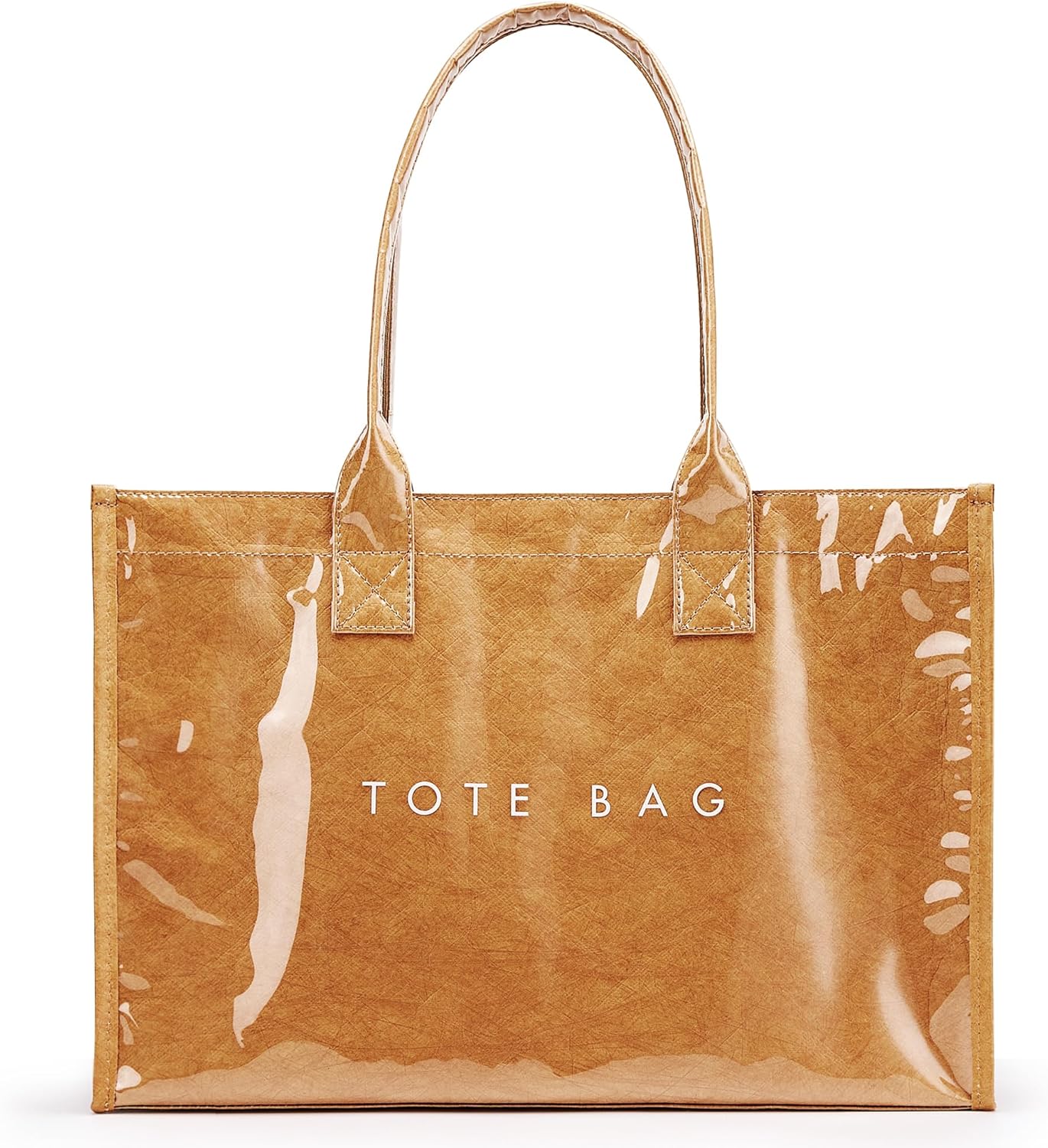 KALIDI PVC Tote Bag Women’s Kraft Paper Work Handbags Purses with Top 