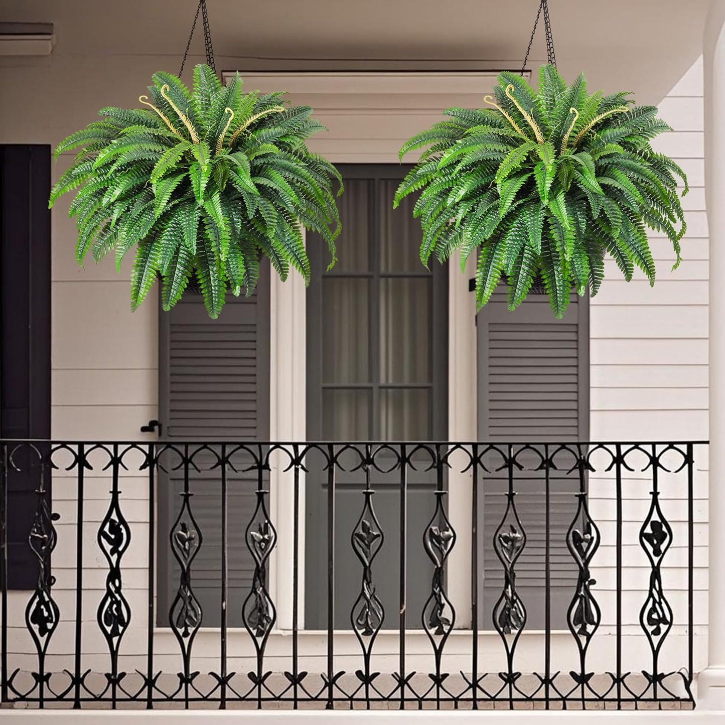 48" Artificial Ferns Plants for Outdoors Indoors, Large UV Resistant 95 Leaves Fake Boston Ferns Bush Artificial Plants, Large Hanging Faux Plant Greenery for Living Room Entrance Office Home Decor