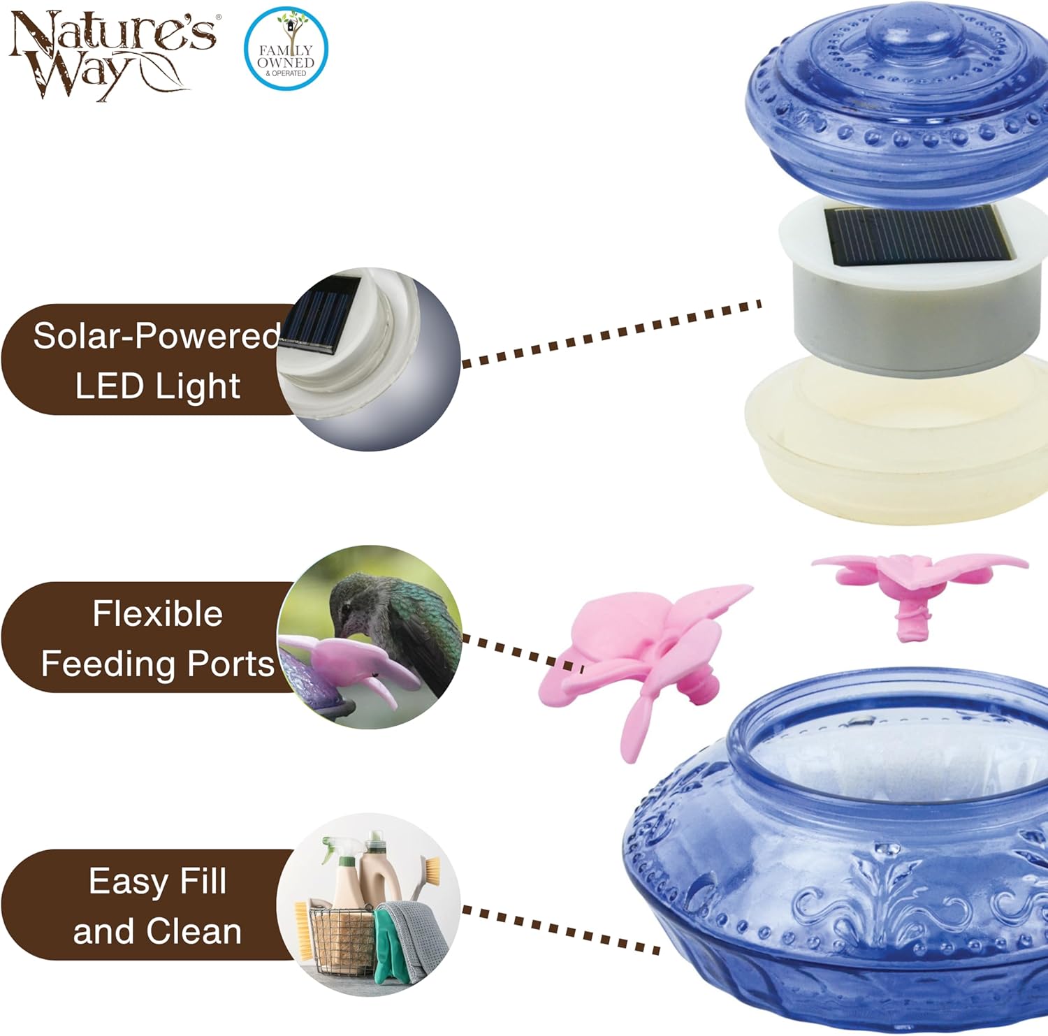 Nature's Way Bird Products ANTHF2-I Illuminated Antique Top-Fill Hummi