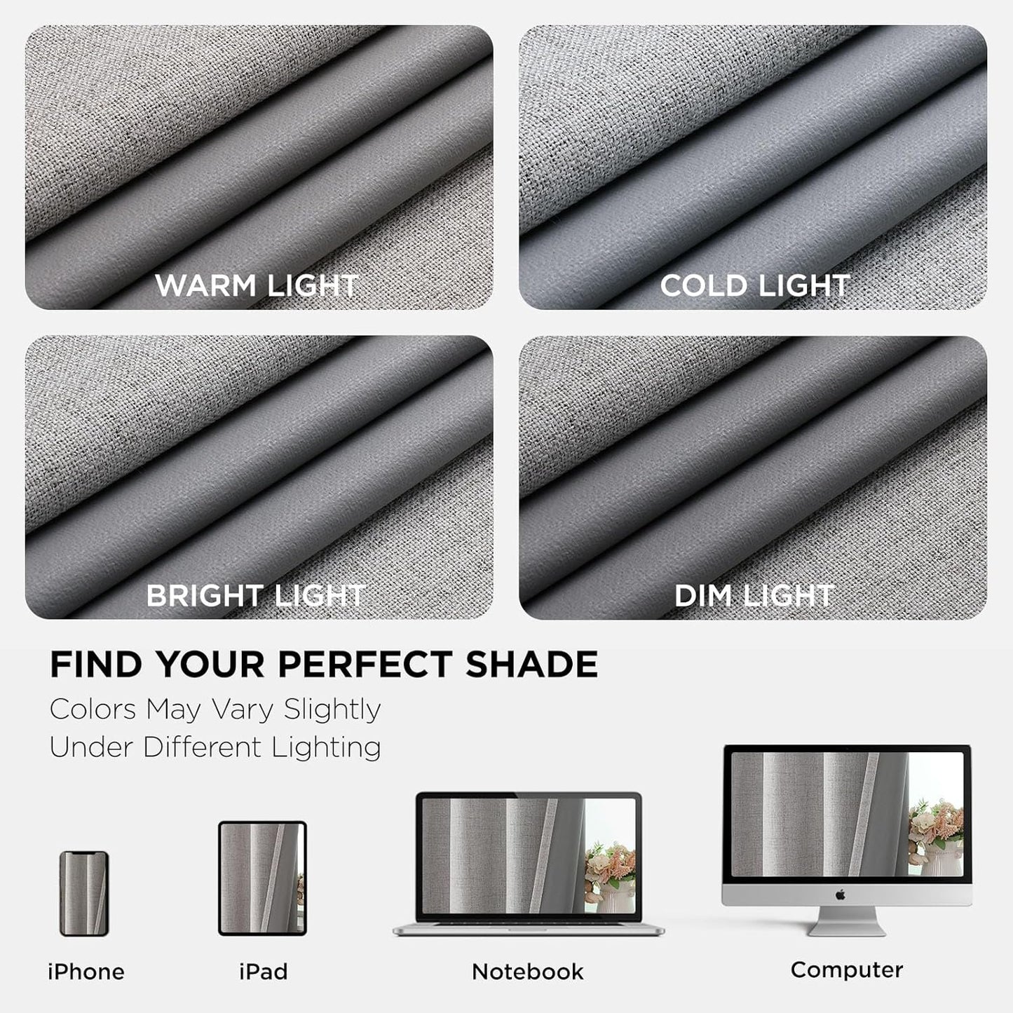Joydeco 100% Blackout Curtains for Bedroom 84 Inch Long, Linen Black Out Curtains 2 Panels Set With Grommet for Living Room Window, Thermal Insulated Full Light Blocking Drapes Privacy Protection,52"W