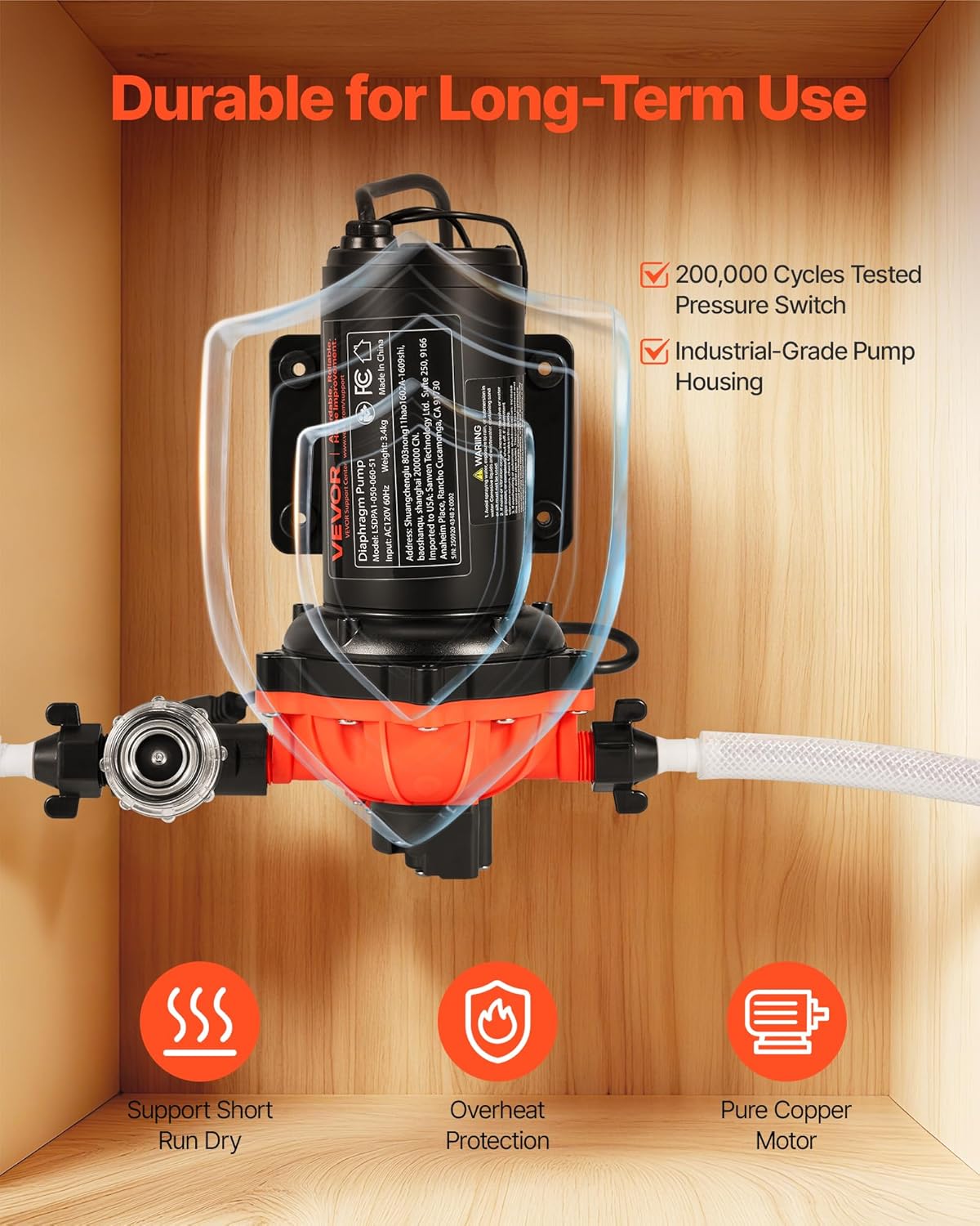 VEVOR Water Pressure Pump, 110V AC 5 GPM, 5-Chamber On Demand Electric
