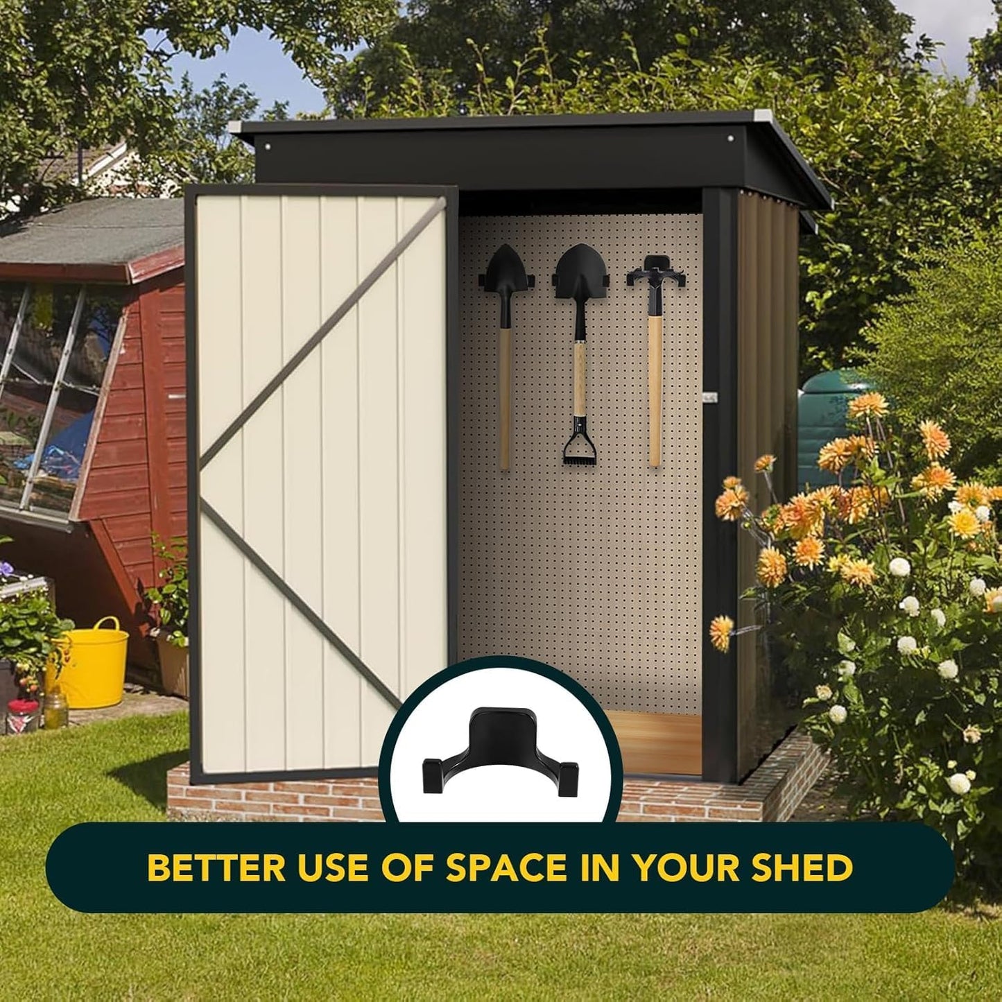 4-Pack Storage Shed Hook Heavy Duty Garden Tool Hangers, J U Shape Sto