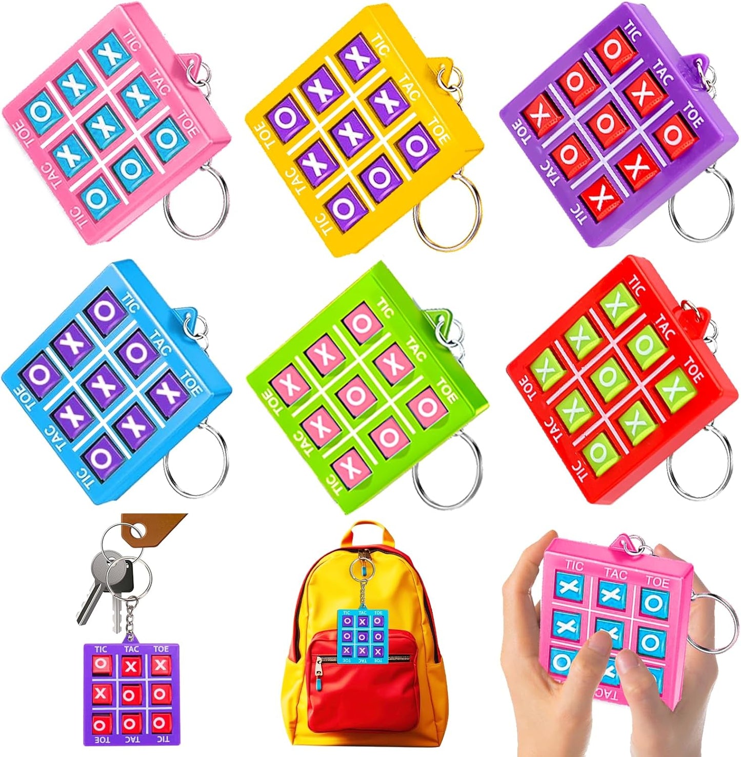 24PCS Tic Tac Toe Game Birthday Party Favors Goodie Bags Easter Basket Stuffers for Kids 4-8 8-12 Classroom Treasure Chest Carnival Prize Box Toys Bulk Keychain Pinata Filler Return Gifts for Girl Boy