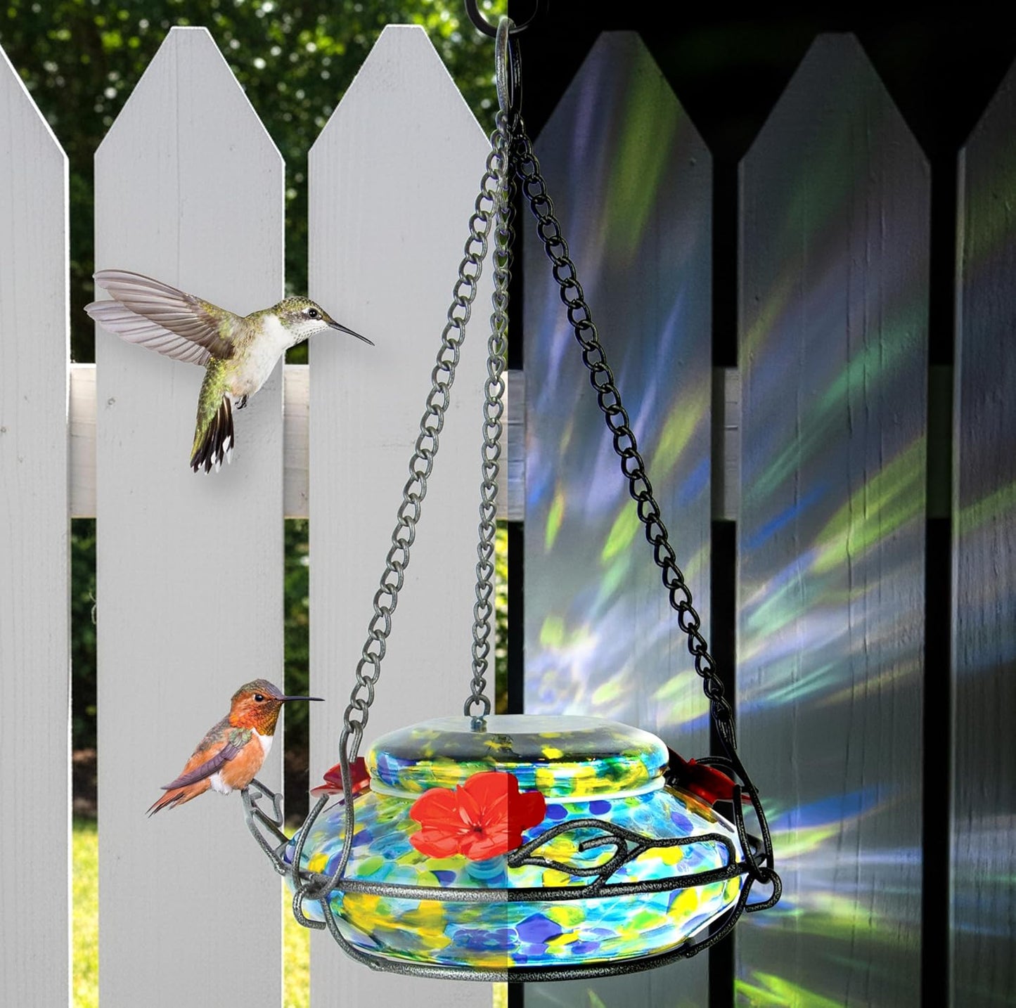 Nature's Way Bird Products GHF7 Hand Blown Illuminated Top Fill Hummingbird Feeder