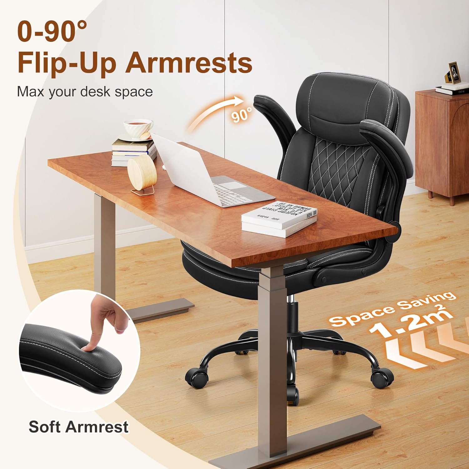 Leather Office Chair, Upgraded PU Computer Desk Chairs with Double-Lay