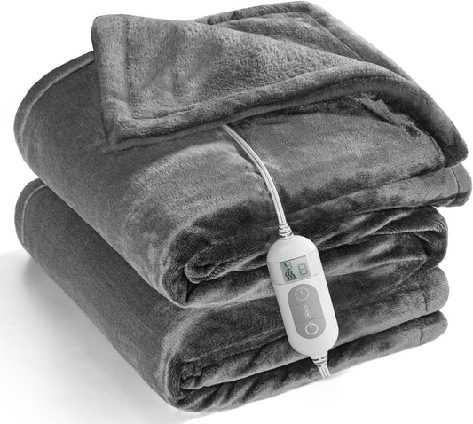 Heated Throw Blanket with 1-9 hrs Timer Auto-Off & 8 Heating Levels，Fl