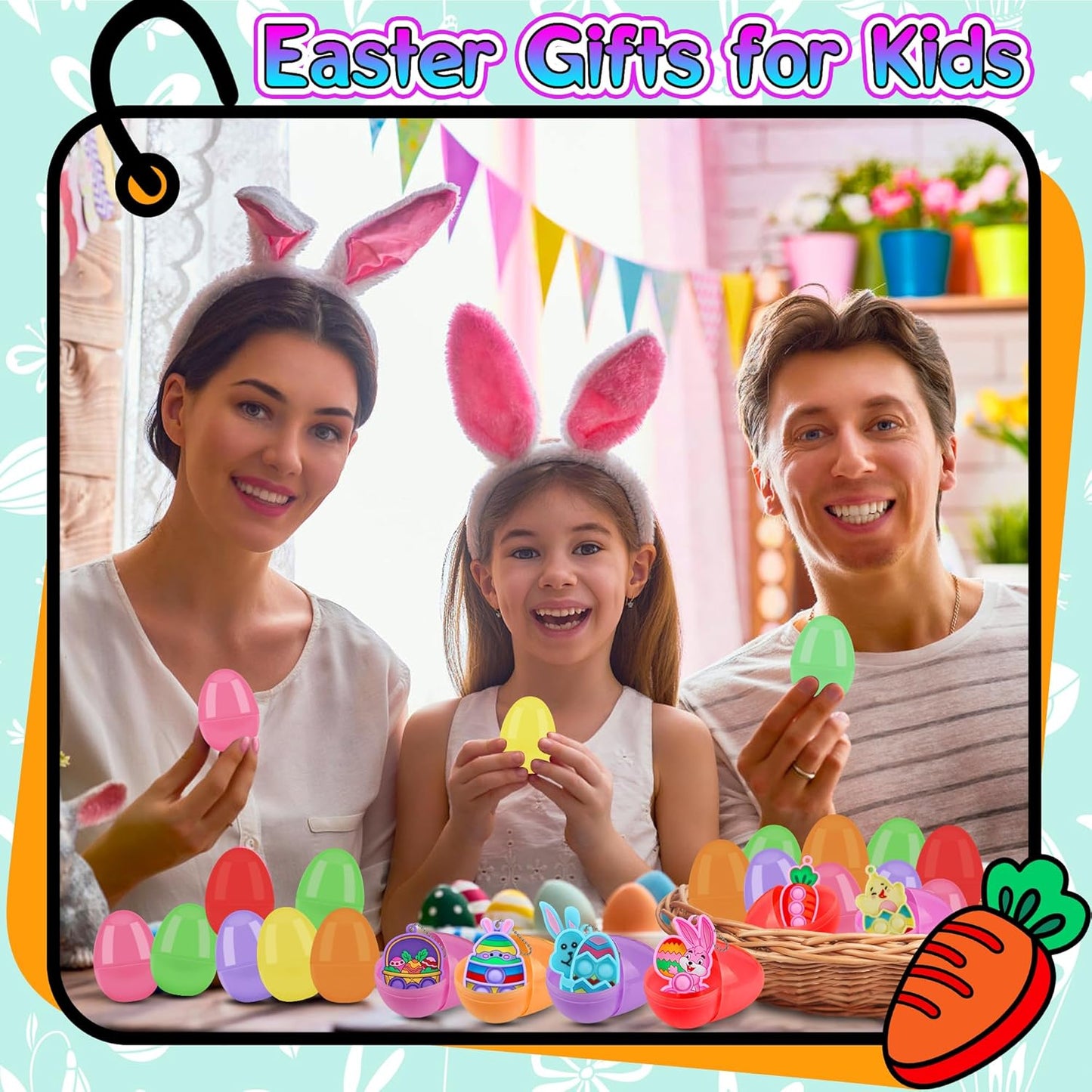 24PACK Prefilled Easter Eggs with Easter Pop Toys, 2.75inch Easter Eggs Filled with Toys, Easter Basket Stuffers for Kids