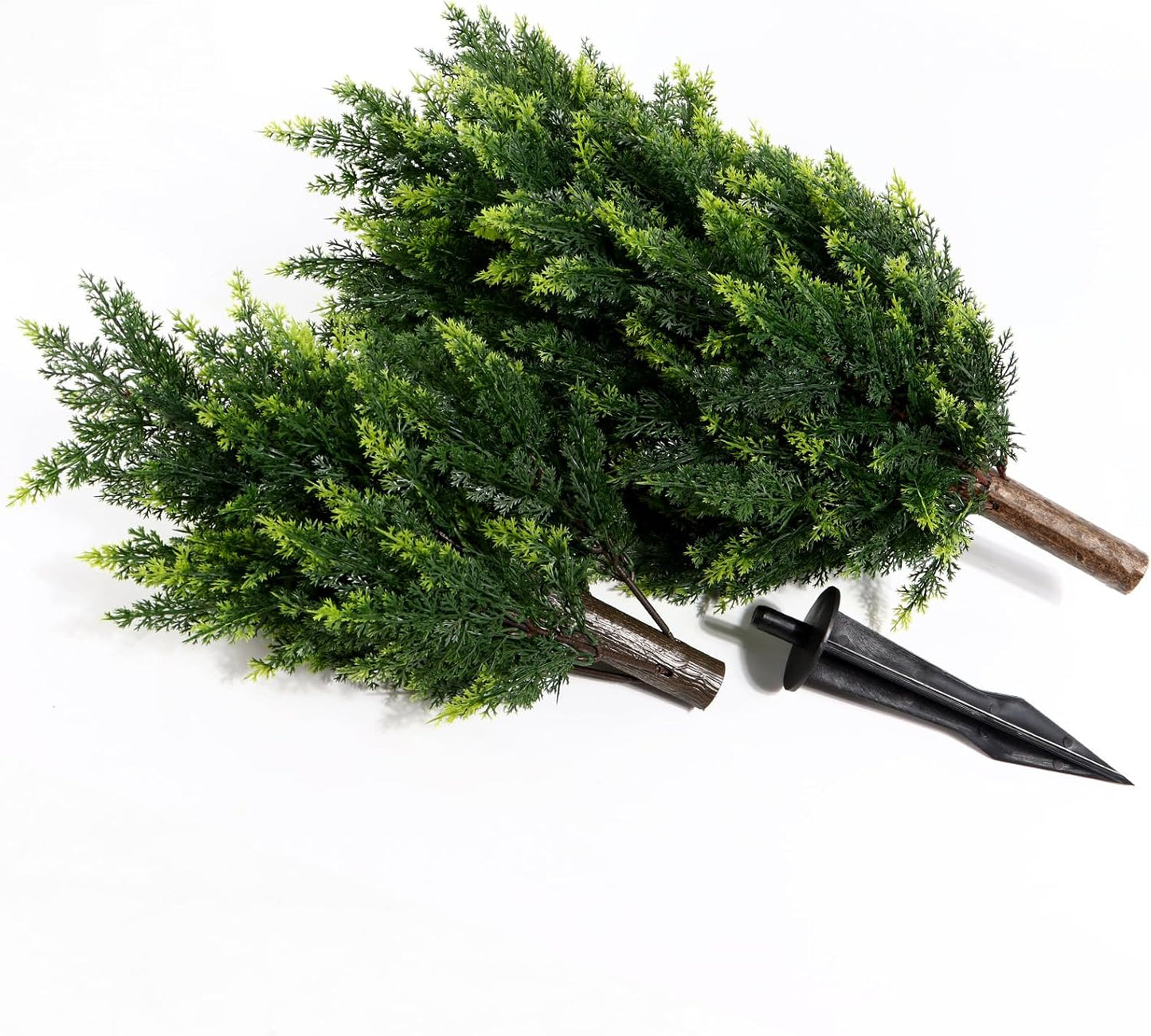 3ft Artificial Cedar Topiary Tree with Stakes - 39" High, 11" Diameter Set of 2 UV-Resistant & No Maintenance Faux Tree Shrubs for Outdoor Planters, Fake Plants That Look Real