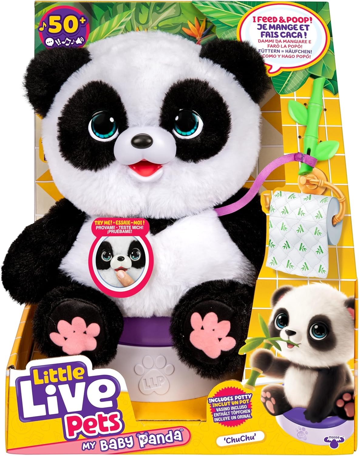 Little Live Pets My Baby Panda ChuChu Plush - Interactive Sounds, Feed