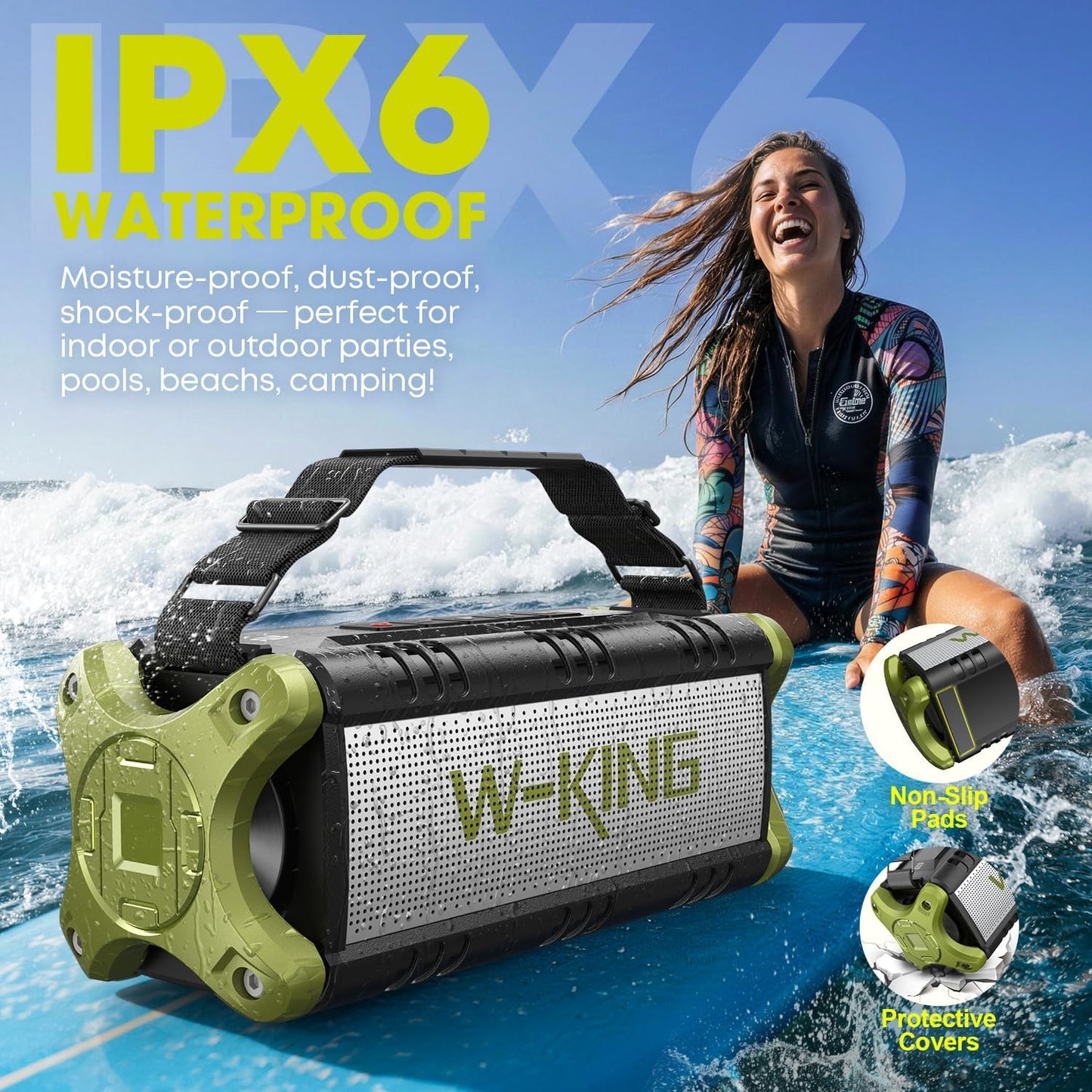 Portable Speakers Bluetooth Wireless, 90W Max Loud Outdoor Speaker wit