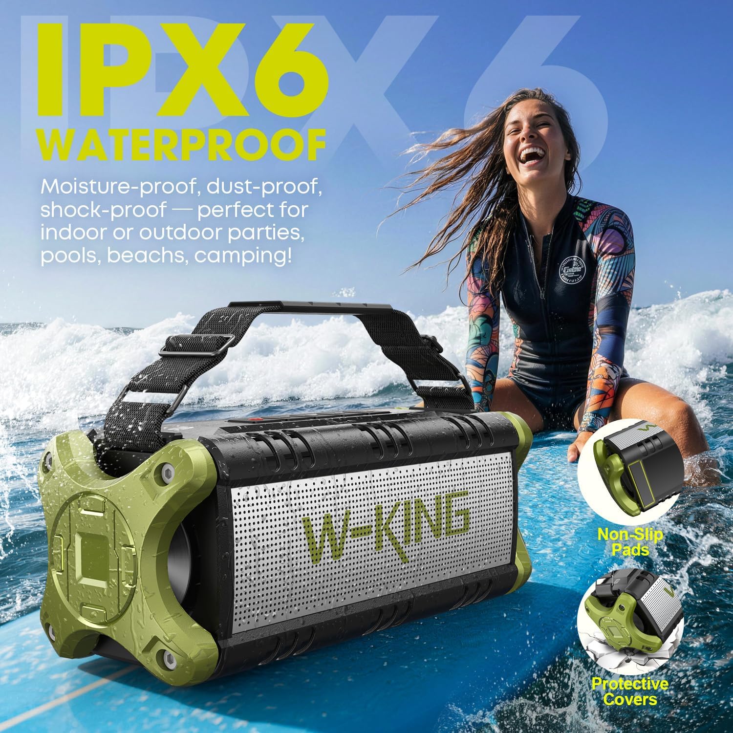 Portable Speakers Bluetooth Wireless, 90W Max Loud Outdoor Speaker wit