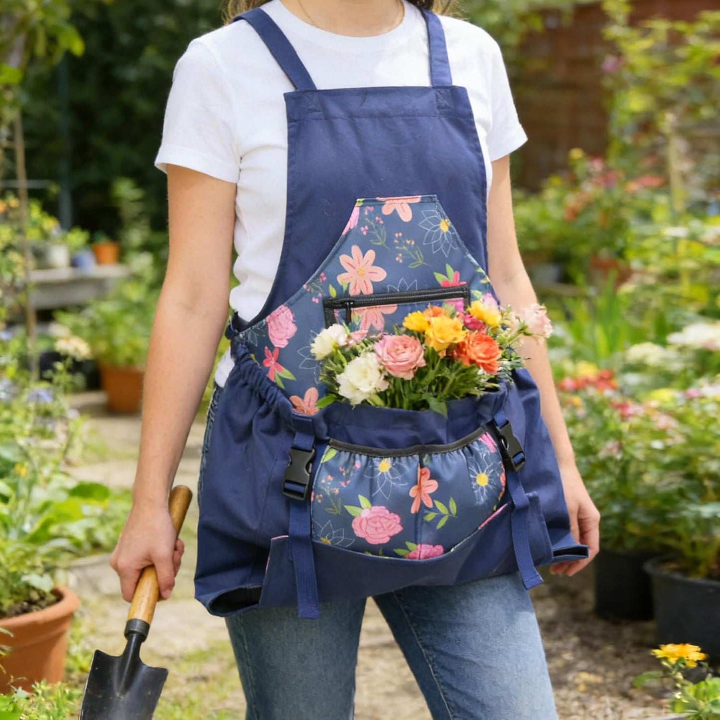 Gardening Apron with Quick Release Pockets for Women and Men, Water Resistant Picking Pouch