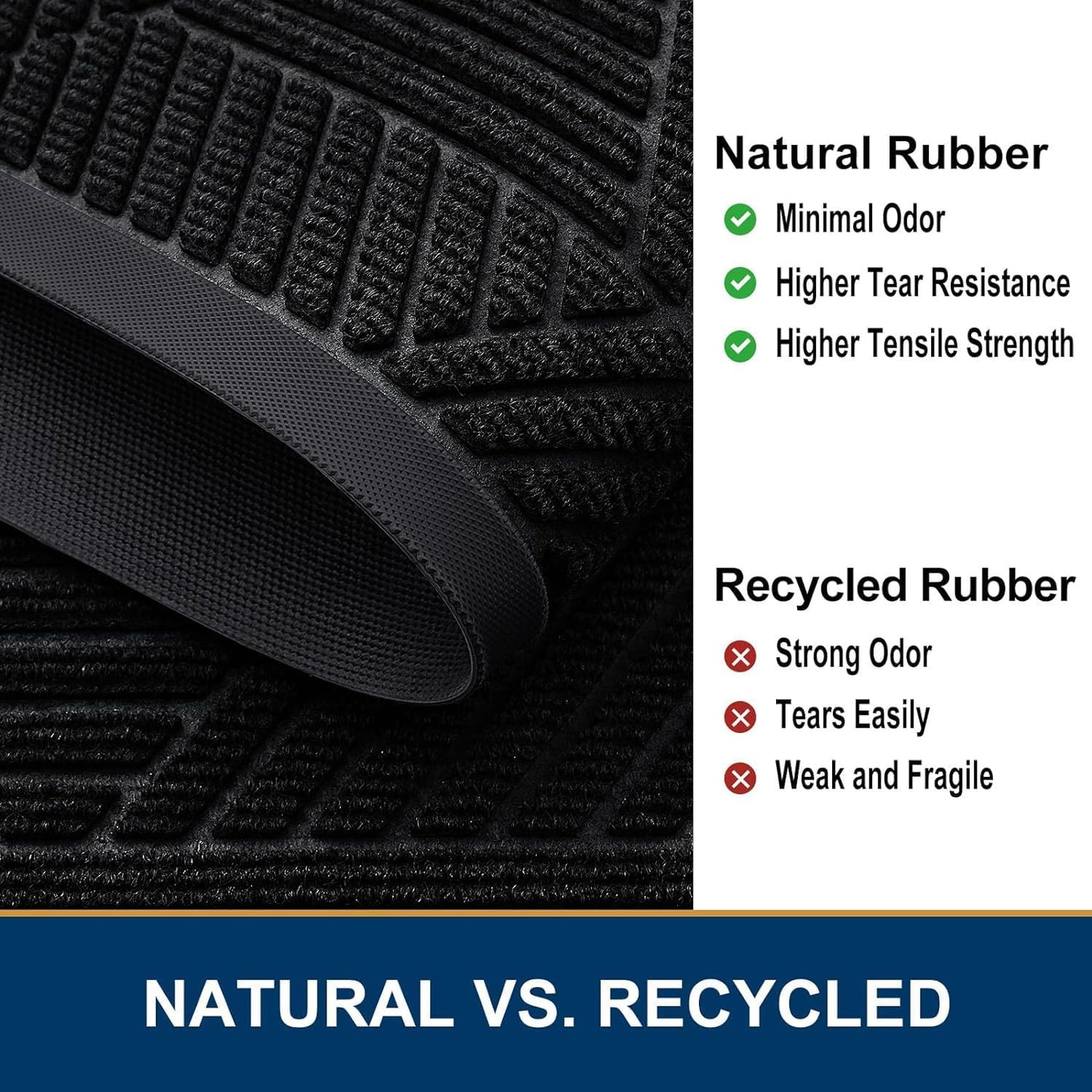Smiry Front Door Mat Outside Entrance, Heavy Duty Sturdy Natural Rubbe