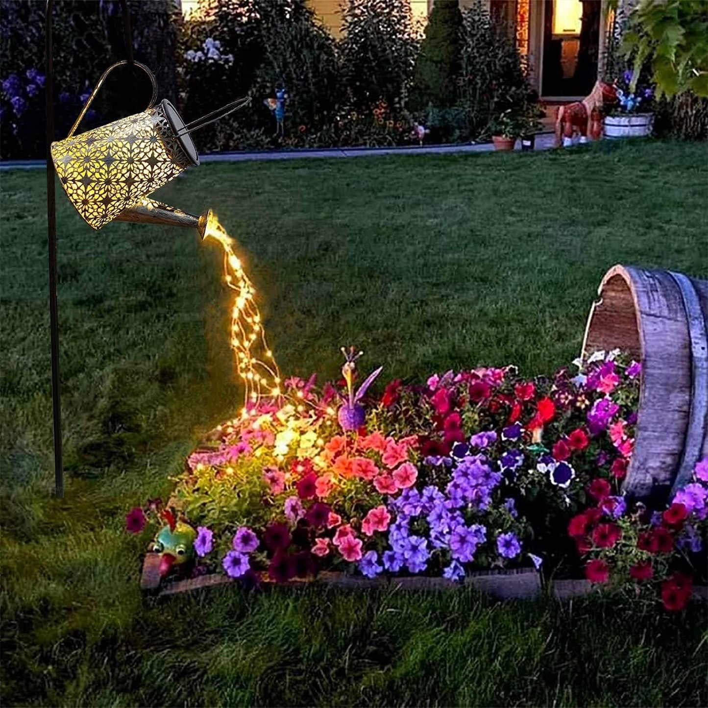 Solar Lights Outdoor Decorative, Metal Solar Watering Can Lights Water