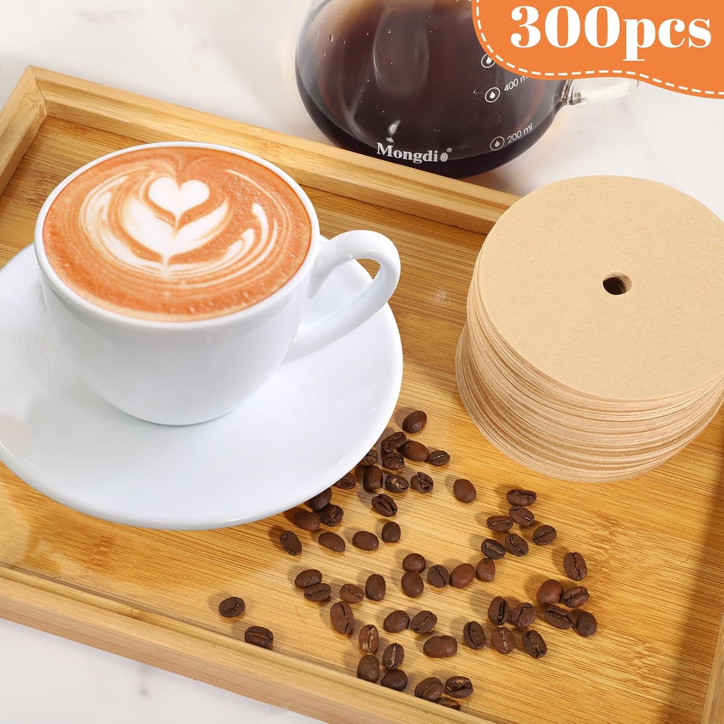 300 Count Percolator Coffee Filters, 3.75in Natural Unbleached Disposable Coffee Filter Disc Coffee Filters for Percolators Camping Coffee Pot Home Office Use