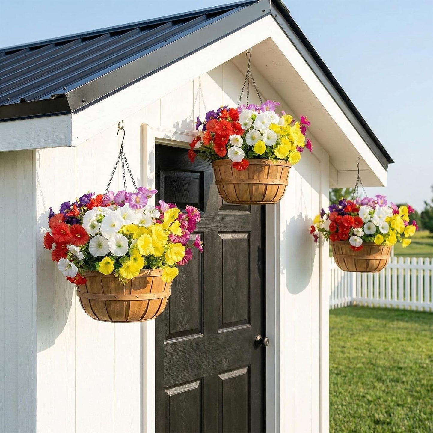 Artificial Flowers, Realistic Fake Morning Glory, Artificial Plants Outdoor, Porch Decoration, for Garden, Patio, Wedding (14, Red, Purple, Yellow, White, Fuchsia, Rose Red, Gradient Purple)