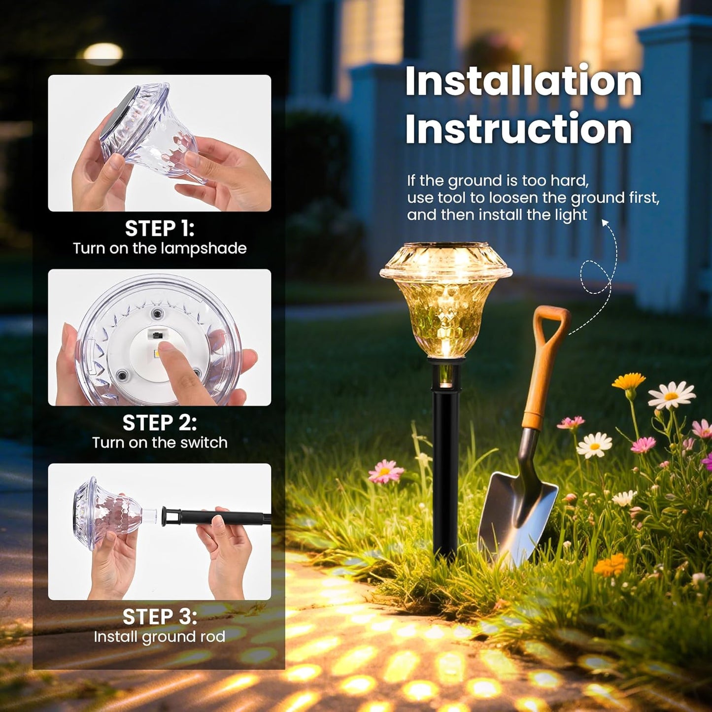Solar Pathway Lights Garden Decor for Yard, Solar Garden Lights for Ou