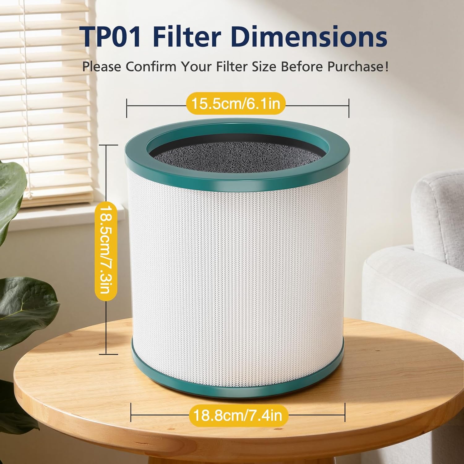 TP01 HEPA Filter Replacement Compatible Only with Dyson Tower Purifier