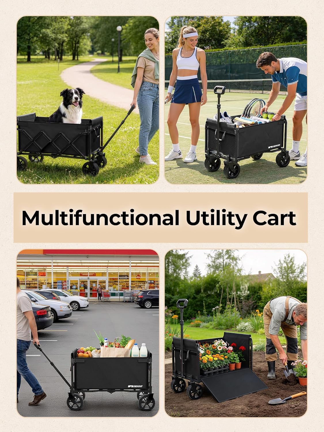 Wagon Cart with Wide Wheels (Black)