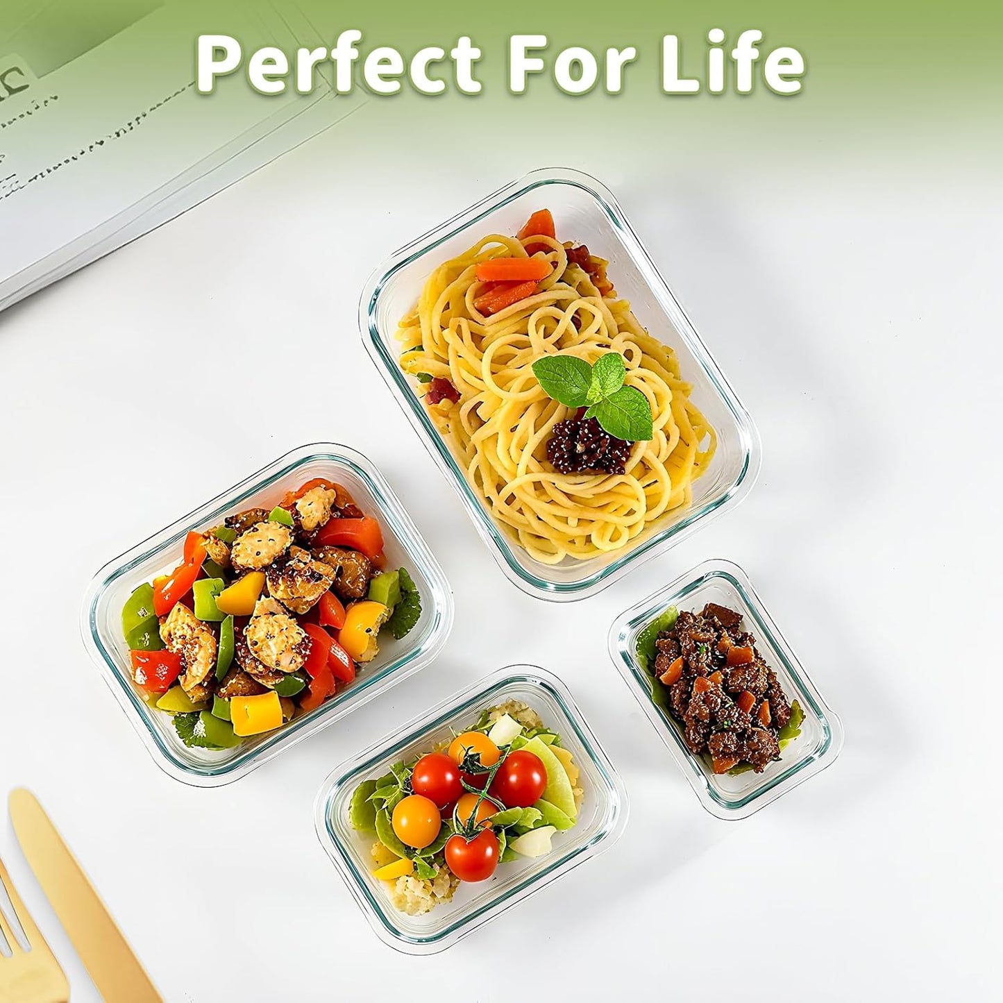 8 Pack Borosilicate Glass Food Storage Containers with Lids, Glass Mea