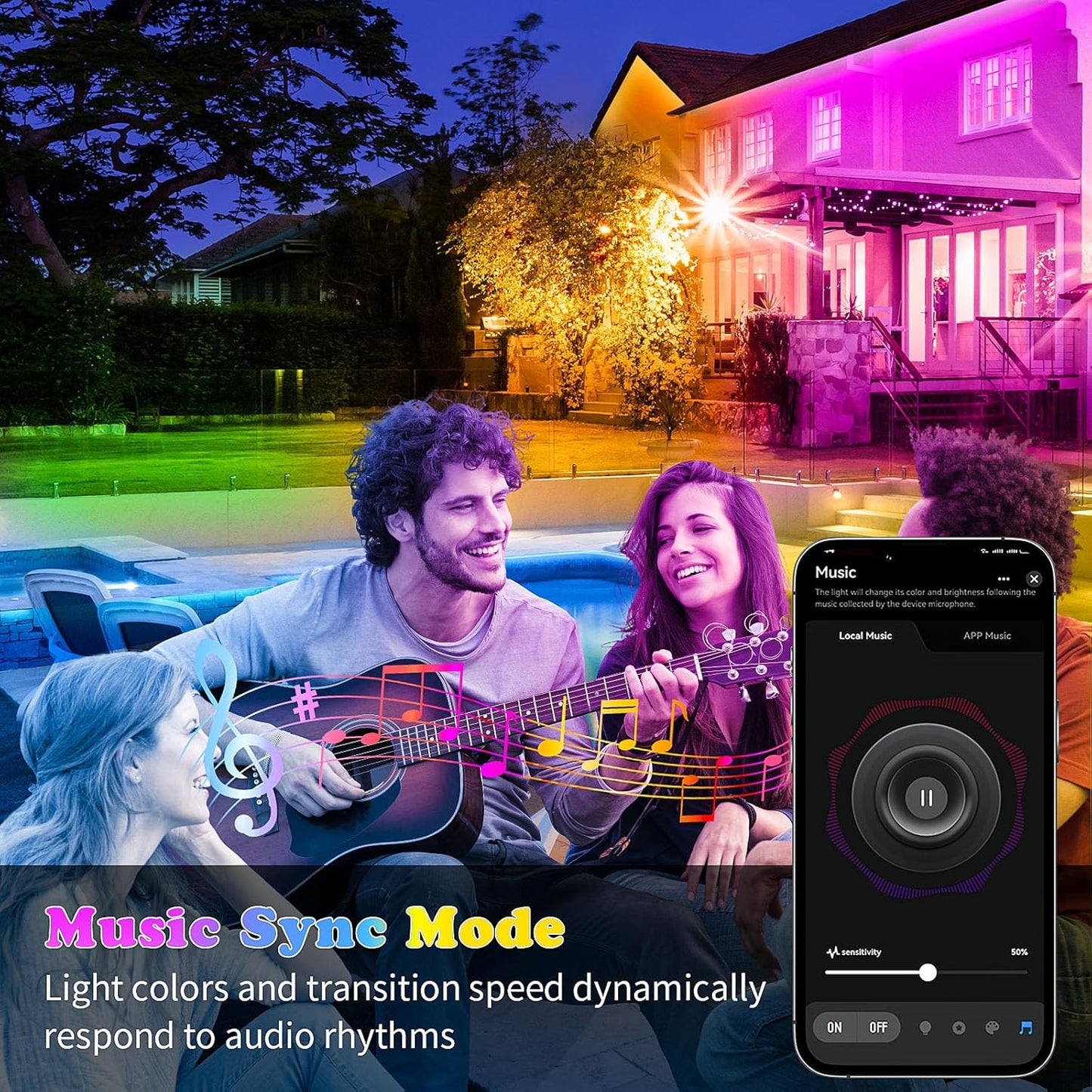 KSIPZE 50ft Outdoor led Strip Lights Waterproof IP68, RGB Outdoor led 