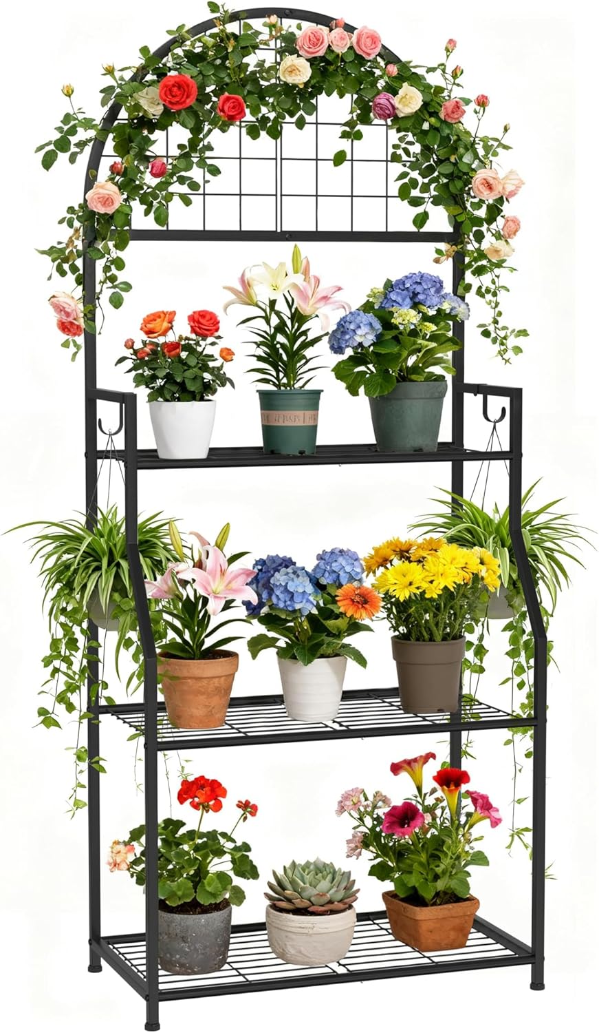 3 Tier Plant Stand Indoor Outdoor, Metal Plant Display Stand Plants Sh