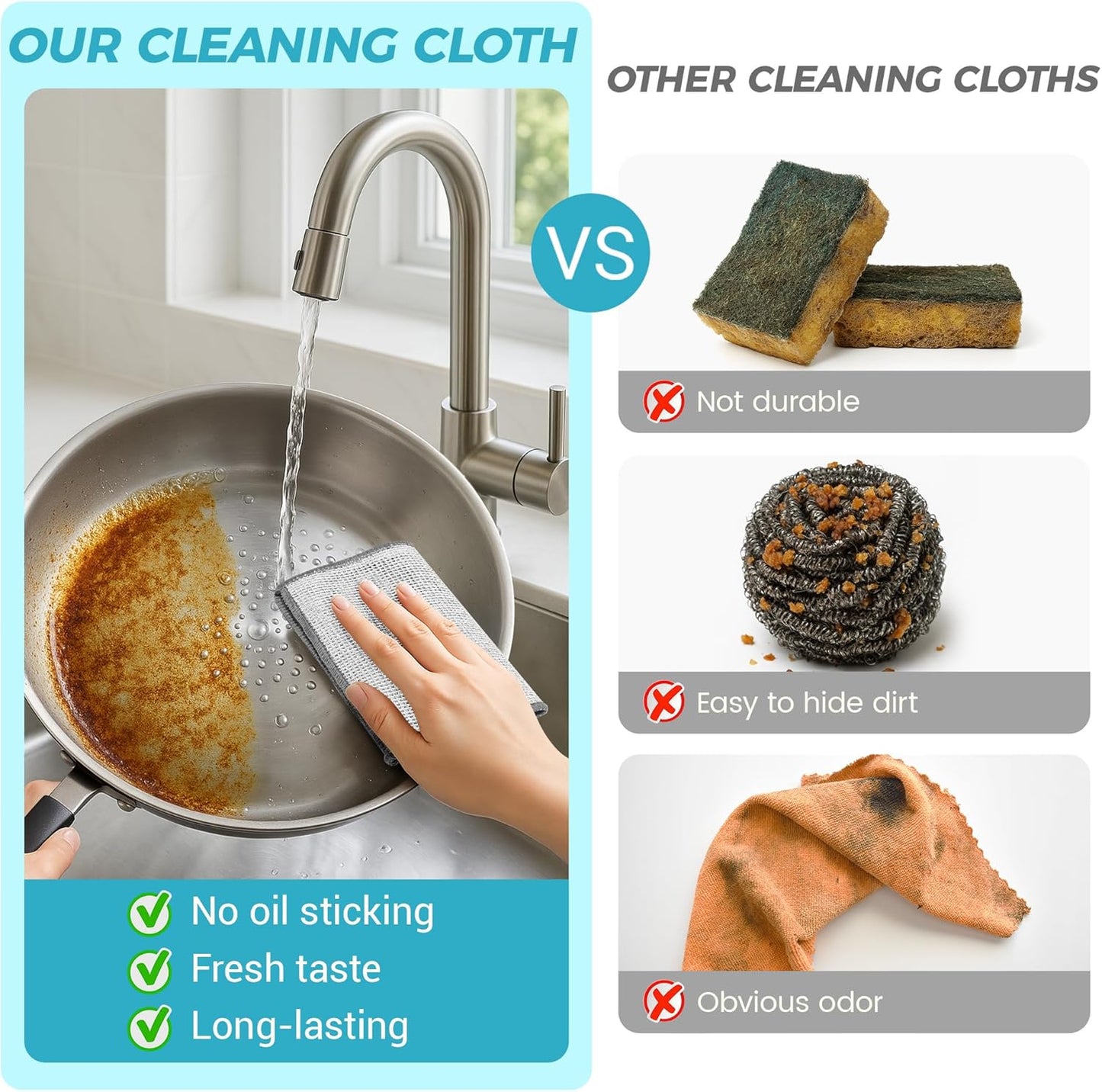 12 PCS Non Scratch Wire Dishcloth, Cleans Fast Without Scratching, Sta