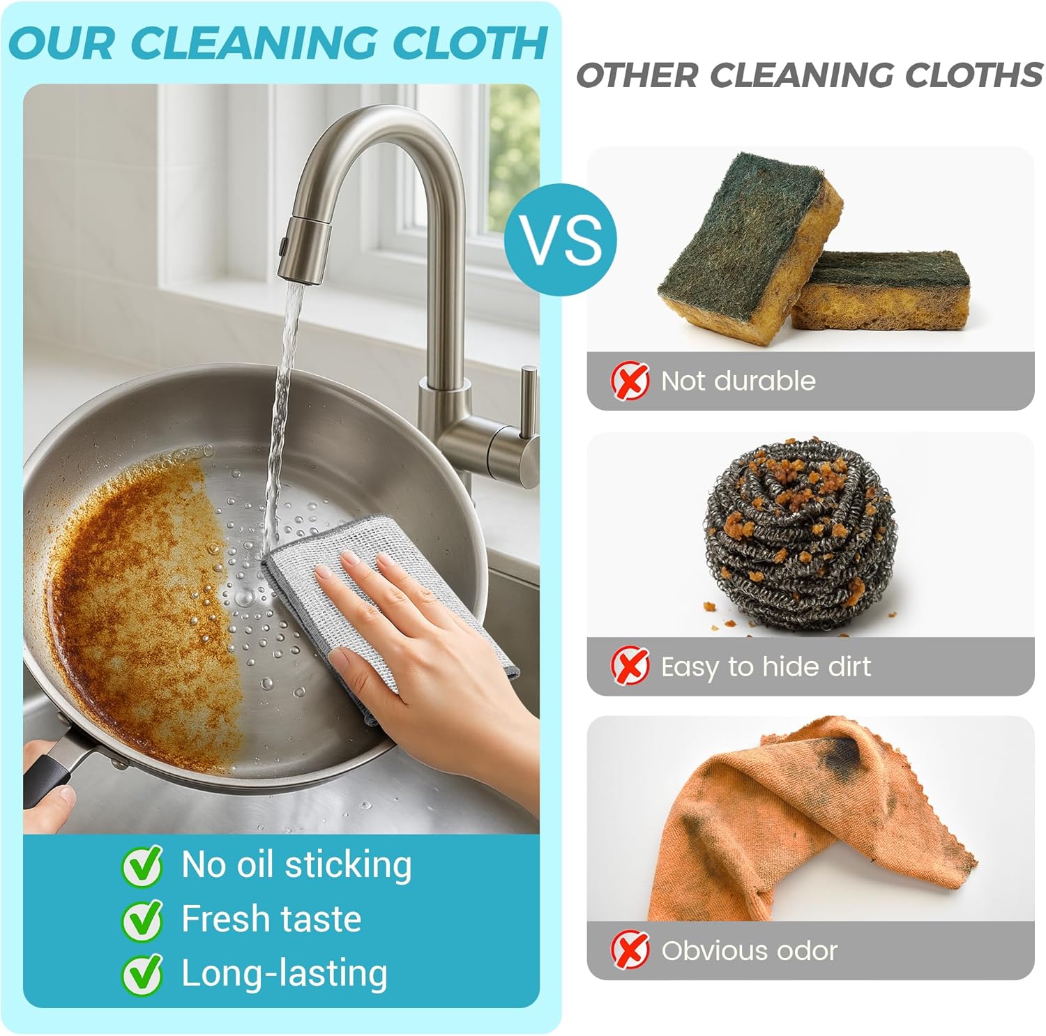 12 PCS Non Scratch Wire Dishcloth, Cleans Fast Without Scratching, Sta