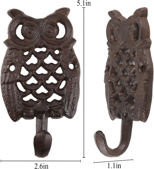 BRASSTAR Cast Iron Owl Shaped Coat Hook Wall Mounted Retro Hanger for Hanging Coats, Bags, Hats, Towels, Keys, Tools, Home Farmhouse Garden Decor (1)