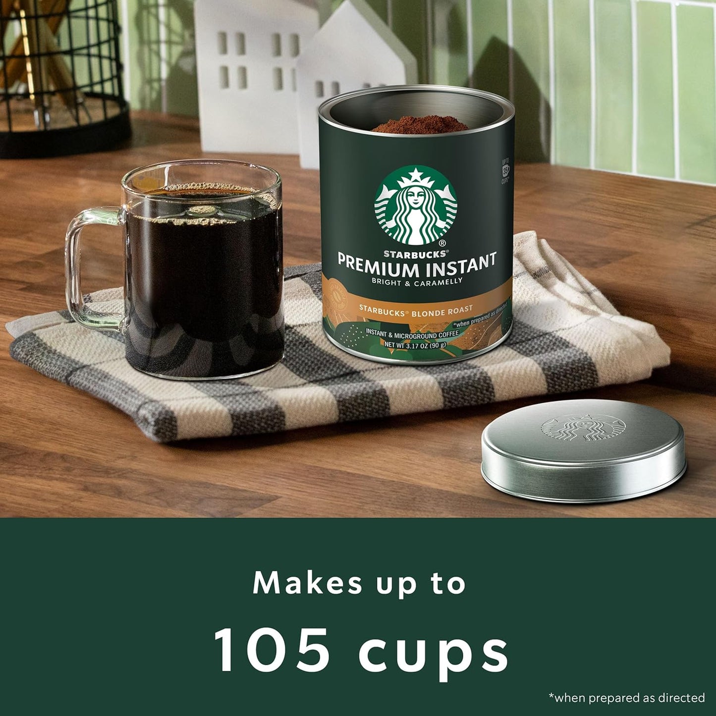 Starbucks Premium Instant Coffee, Starbucks Blonde Roast Coffee, Arabica Beans, Three 3.17 oz Tins