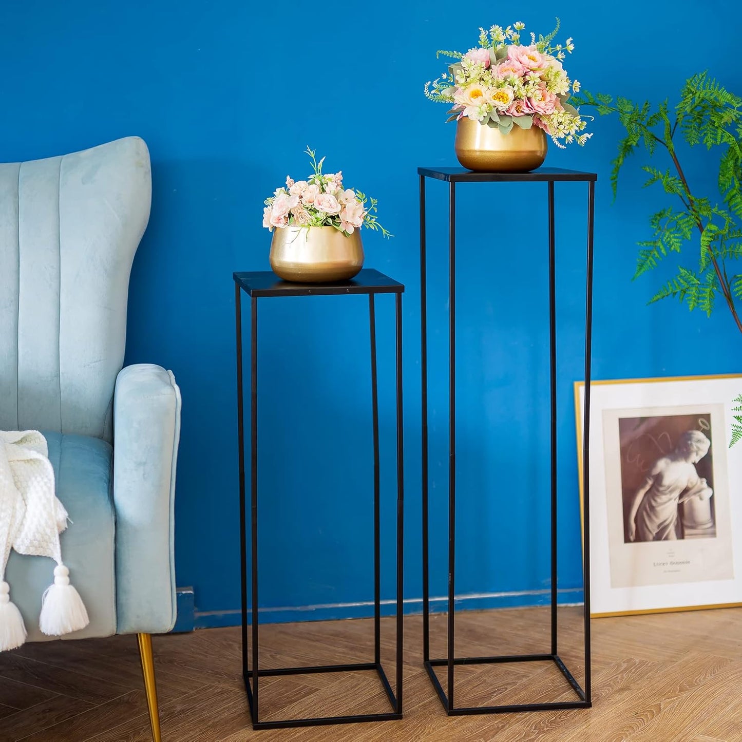 Black Plant Stand Indoor: 31.5” Tall Pedestal Stand for Wedding Centerpieces Party Event Center Pieces Decoration for Table Home Decor 2 PCS