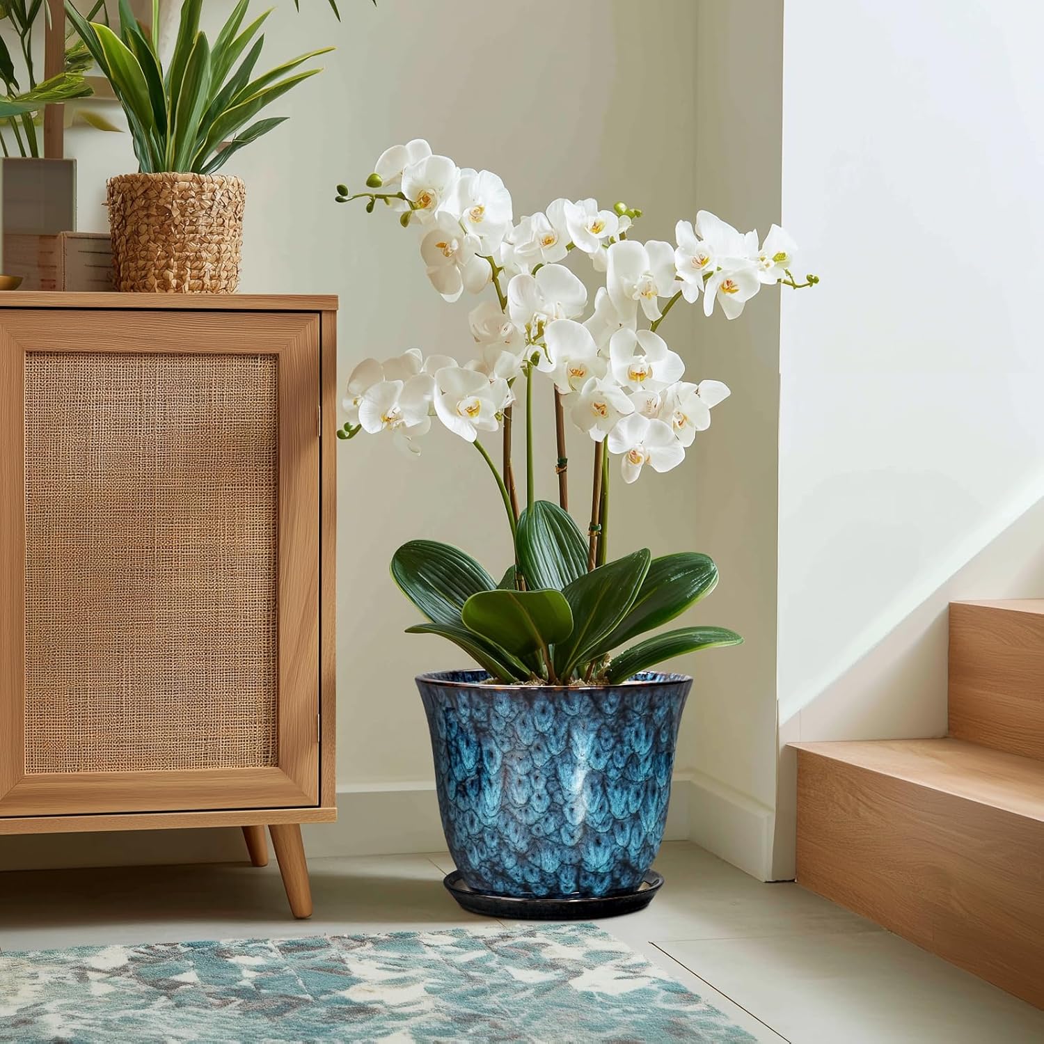 Ceramic Plant Pots - 12 Inch Pots for Plants Indoor Outdoor, Large Rou