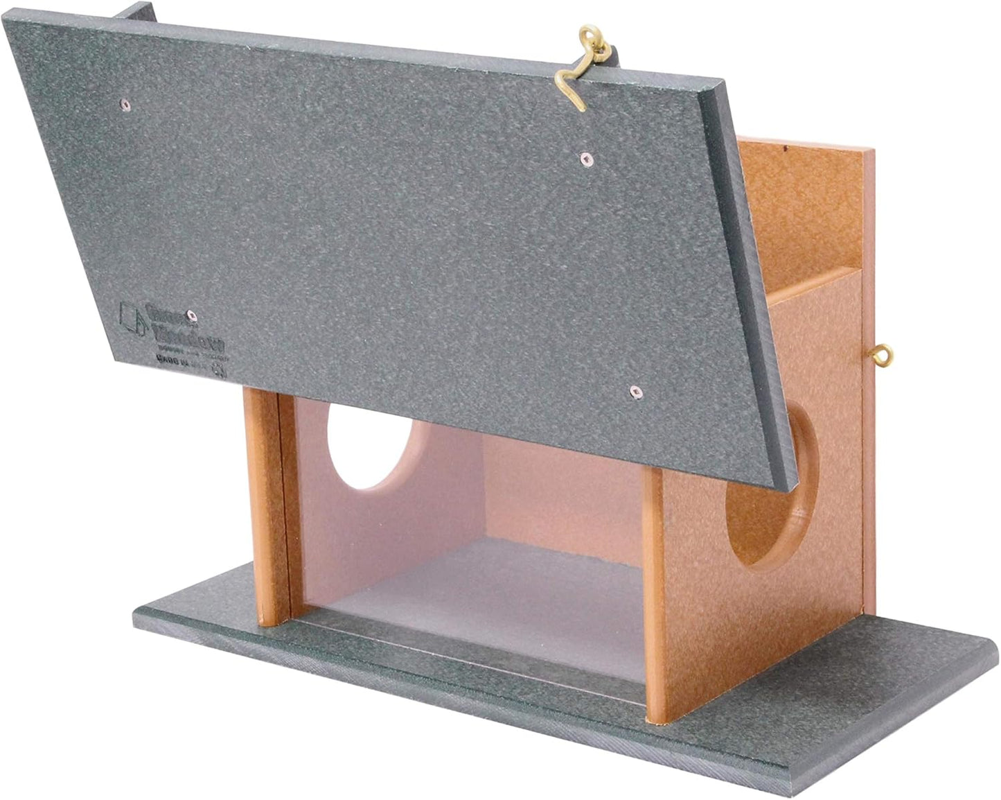 AmishToyBox.com Squirrel Feeder - Feed Squirrels Corn, Peanuts, and Nuts - Easy-Fill Design (Turf Green/Cedar)