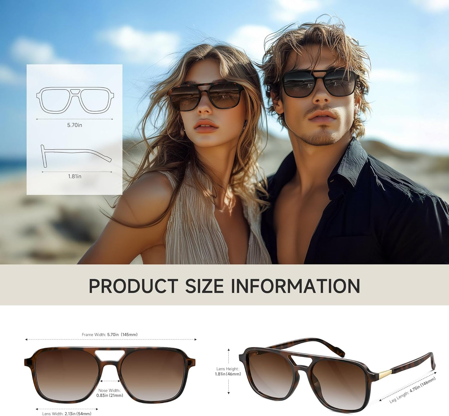 Retro Aviator Sunglasses for Women Men:Polarized Trendy Vintage 70s Re
