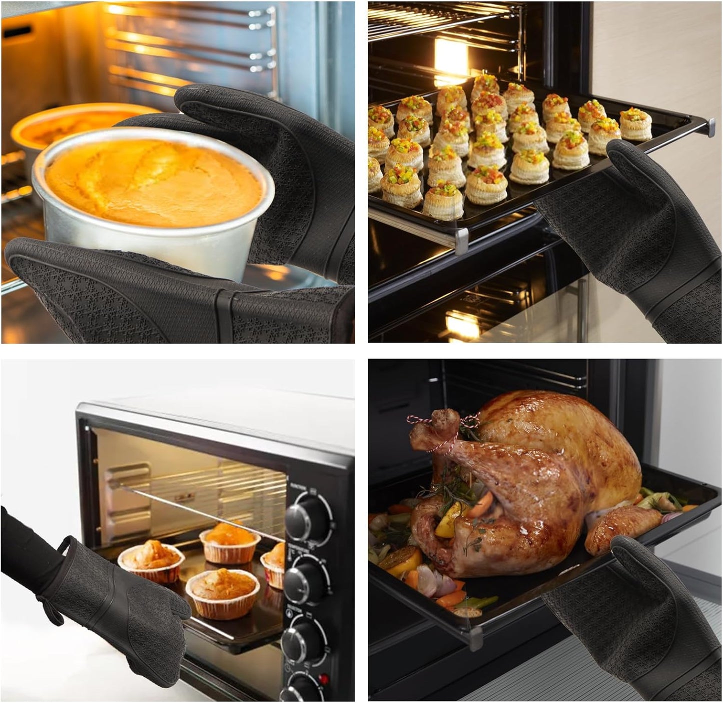 Hovico Silicone Oven Mitts, Heat Resistant 500F Kitchen Mitts 2PCS, 11