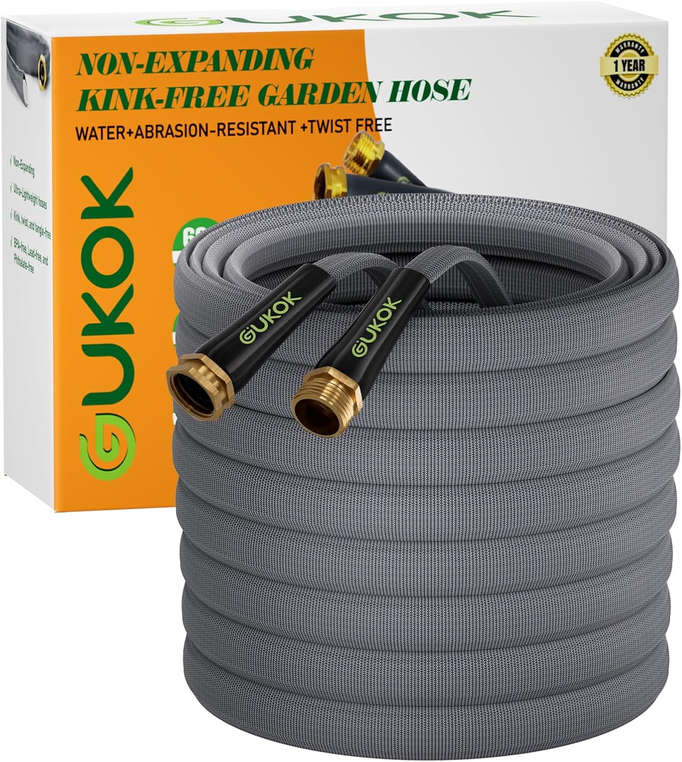 Garden Hose 100 FT, Non-Expanding Water Hose, Ultra-Light & Flexible, 