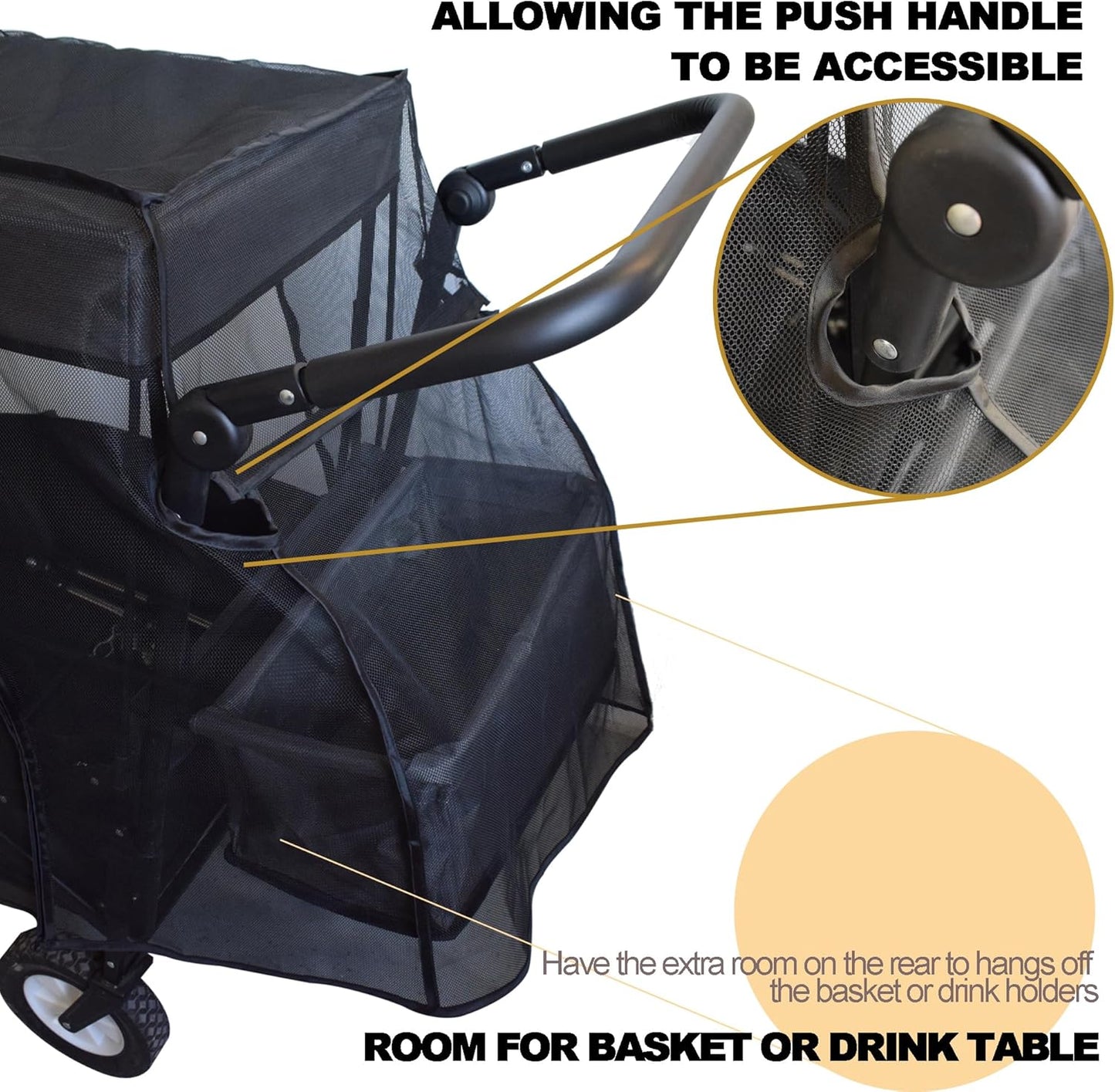 Mosquito Net for Wagon Universal, Bug Net Cover for Collapsible Beach 