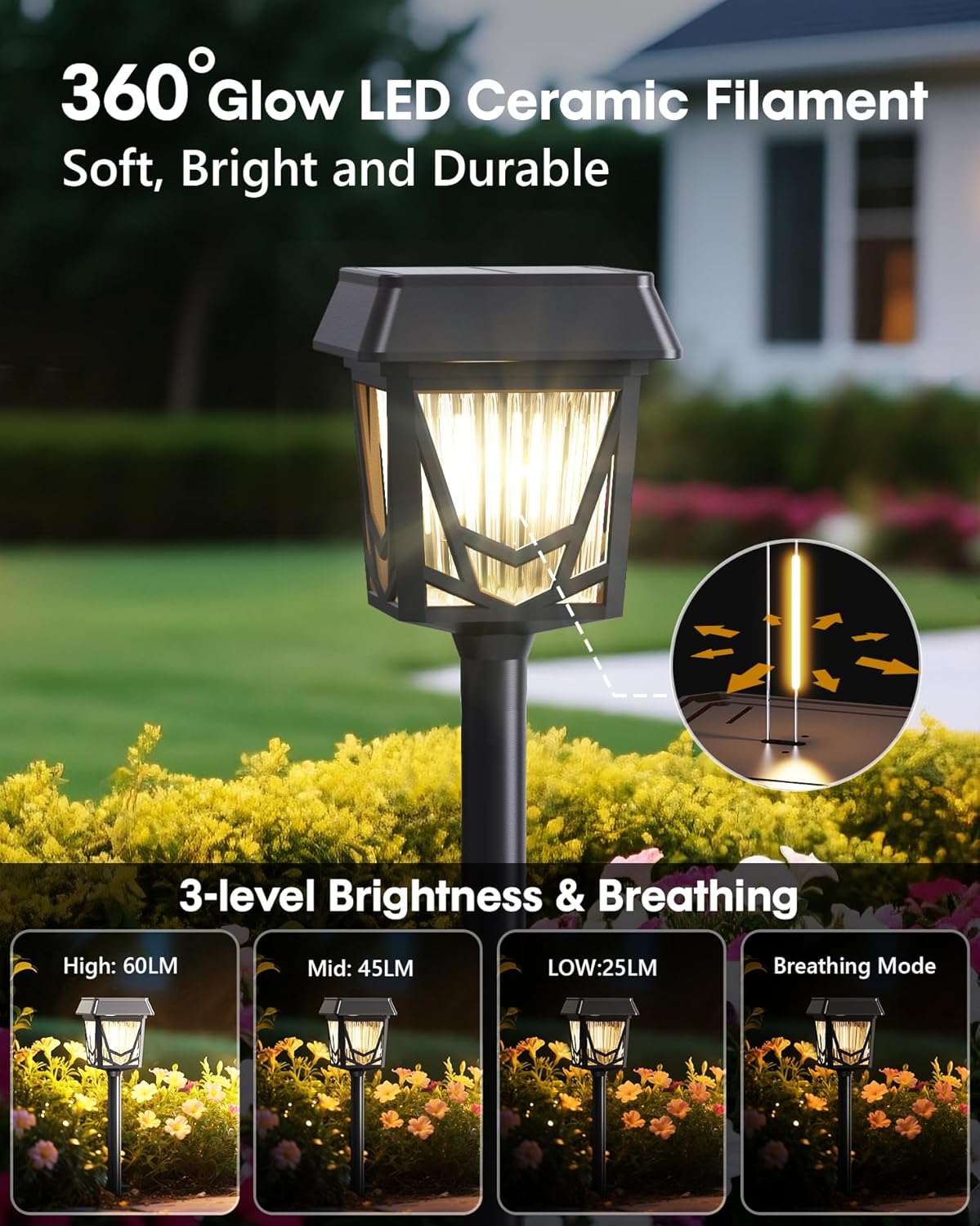 Solar Pathway Lights, Outdoor Lights Waterproof 6 Pack, Large Solar Pa
