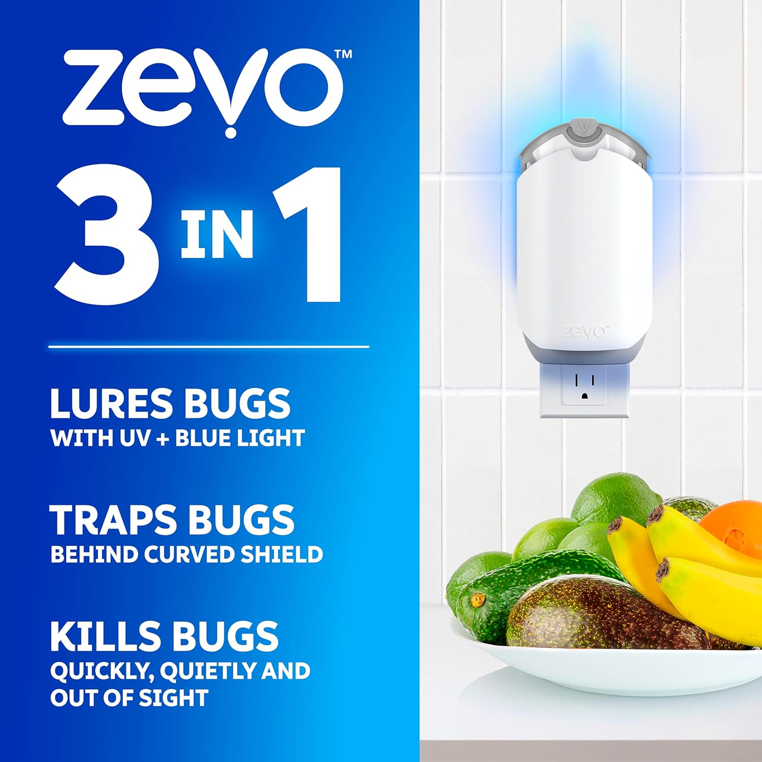 Zevo Flying Insect Trap & 3 Refill Cartridges - Plug in Fly Trap & Ind