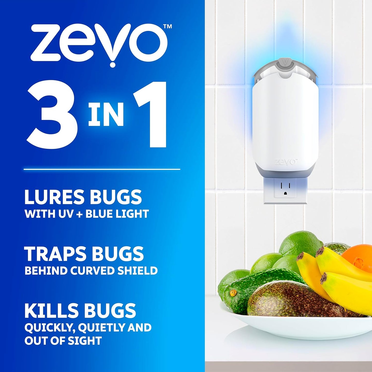 Zevo 2 Flying Insect Traps & 4 Refill Cartridges - Plug in Fly Trap & 