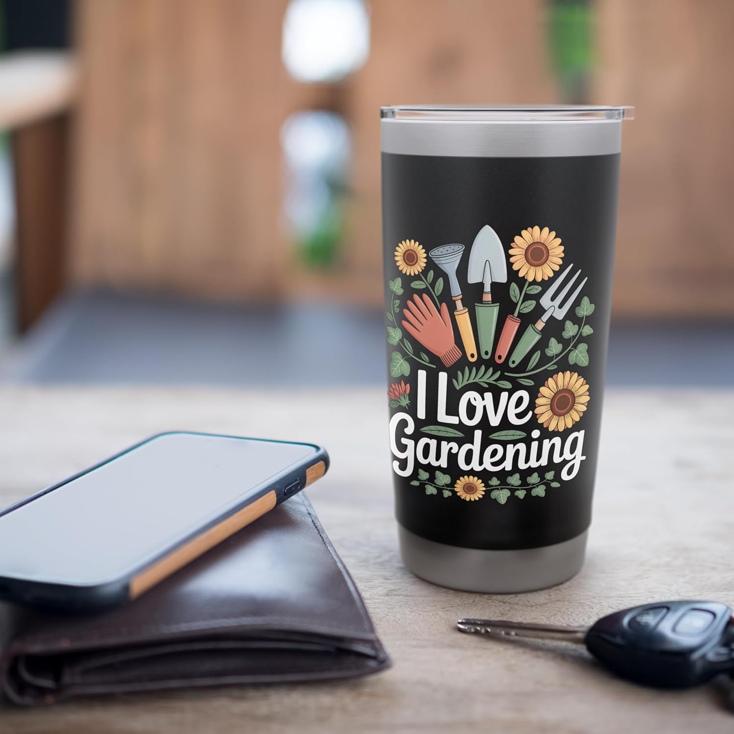 I Love Gardening Garden Tools Sunflowers Stainless Steel Insulated Tum