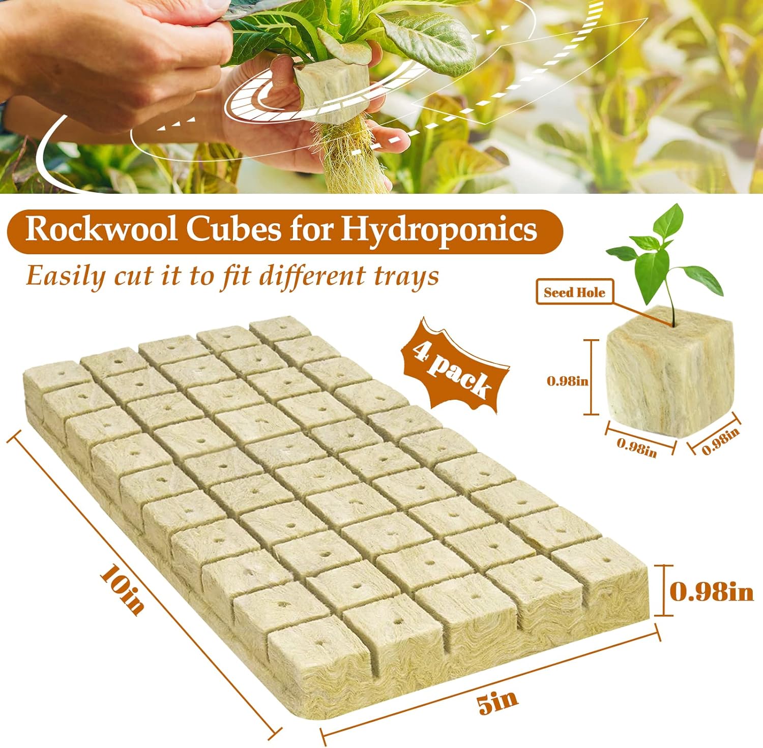 Legigo 1 Inch Rockwool Cubes Seed Starter Plugs for Hydroponics, RockW